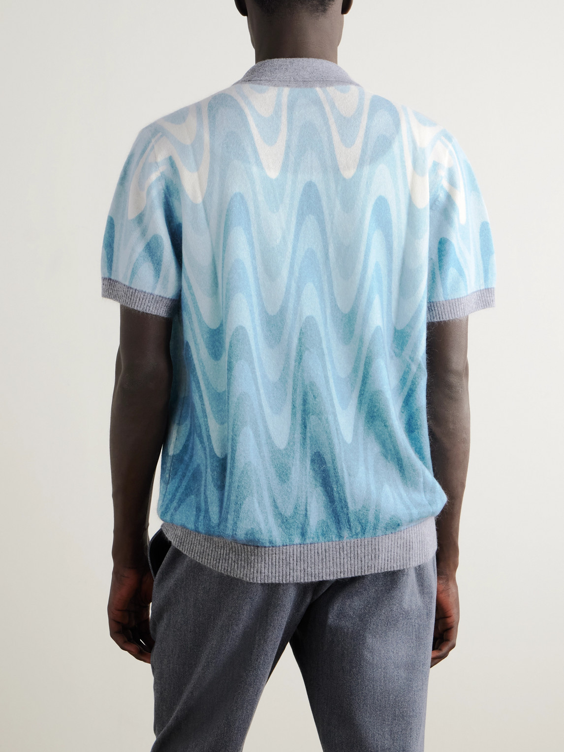  Frescobol Carioca - Romero Printed Brushed Wool And Cashmere-blend Cardigan - Men - Blue - M 