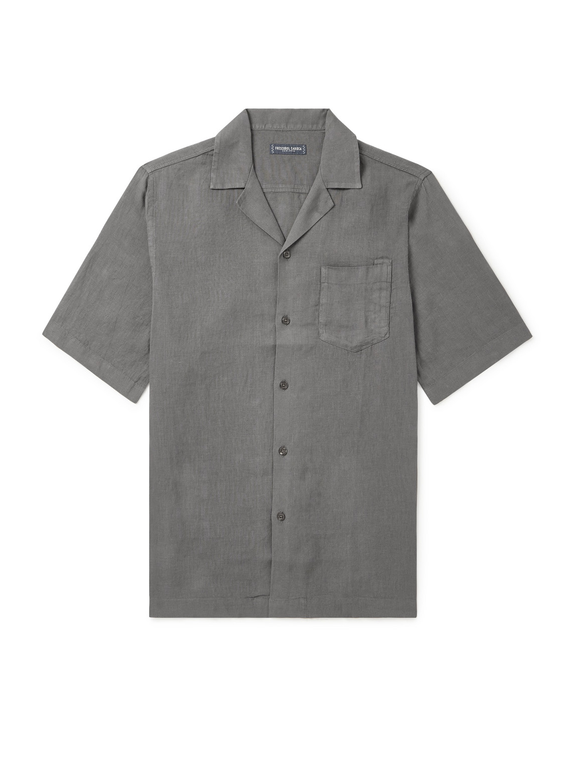 Frescobol Carioca Angelo Camp-collar Linen Shirt In Gray