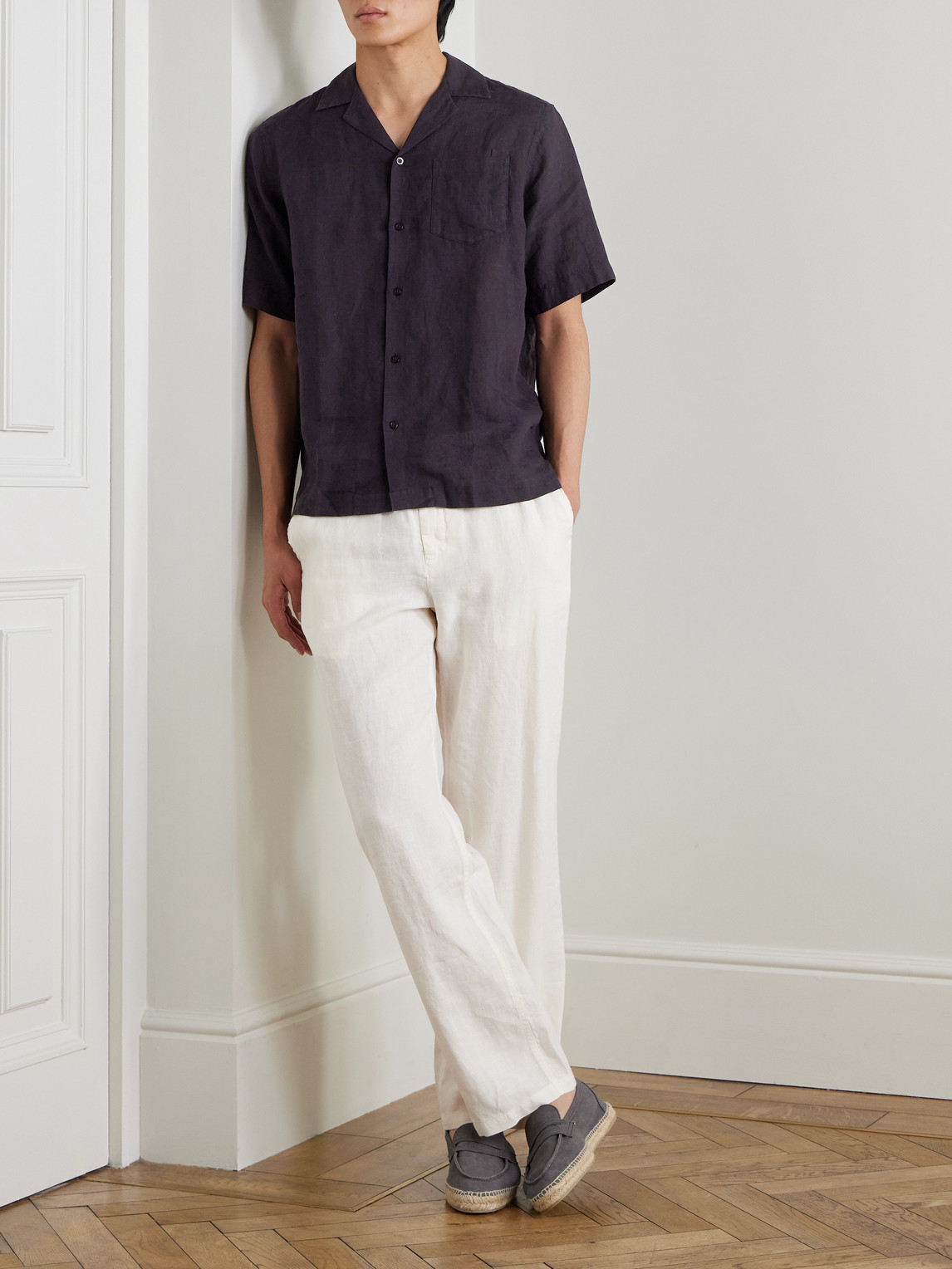 Frescobol Carioca Angelo Camp-collar Linen Shirt In Blue