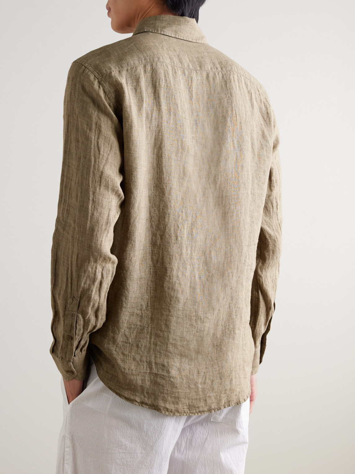 Frescobol Carioca Antonio Linen Shirt In Brown