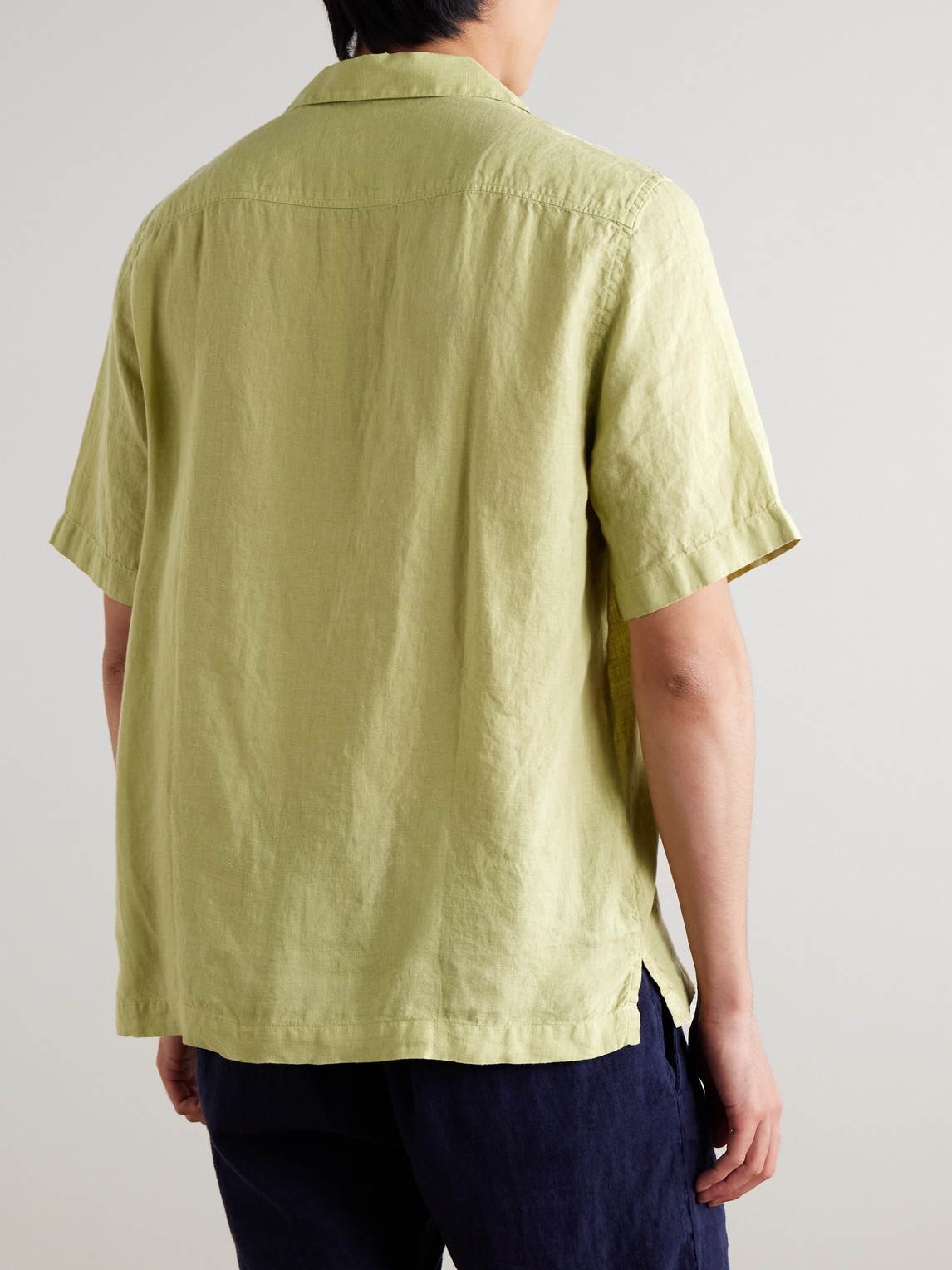 Frescobol Carioca Angelo Camp-collar Linen Shirt In Green