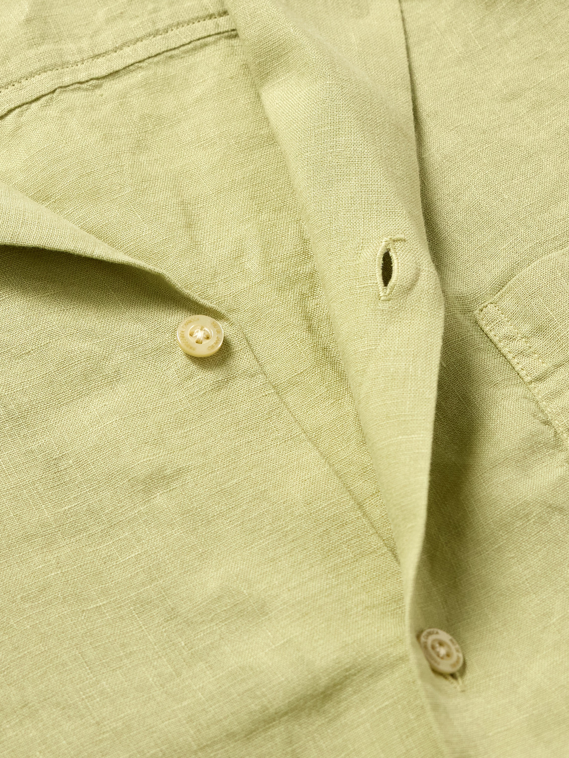 Frescobol Carioca Angelo Camp-collar Linen Shirt In Green