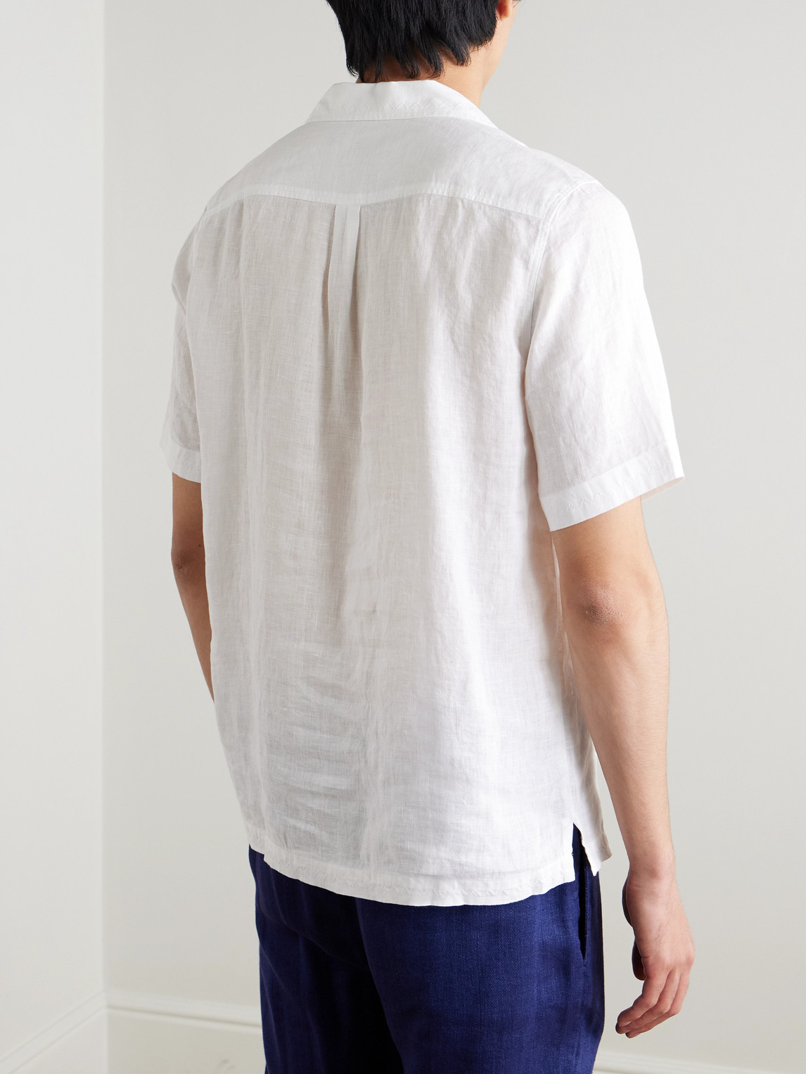 Frescobol Carioca Alves Camp-collar Embroidered Linen Shirt In White