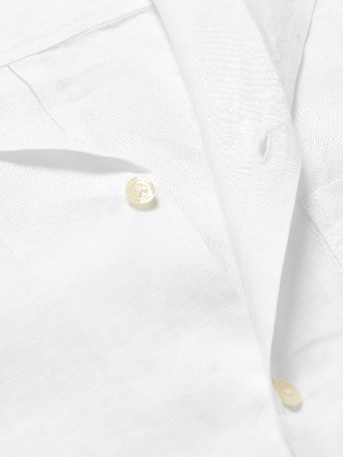 Frescobol Carioca Alves Camp-collar Embroidered Linen Shirt In White
