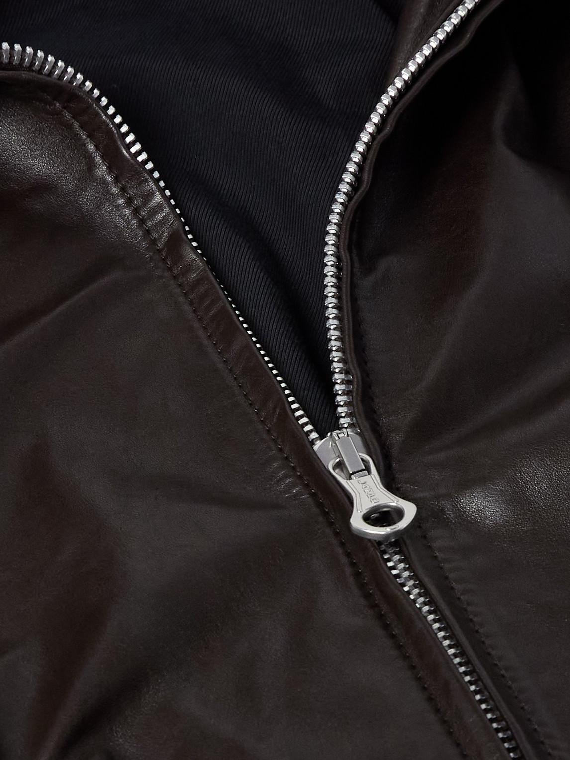 Our Legacy Pharos Wool-blend Trimmed Leather Bomber Jacket In Brown