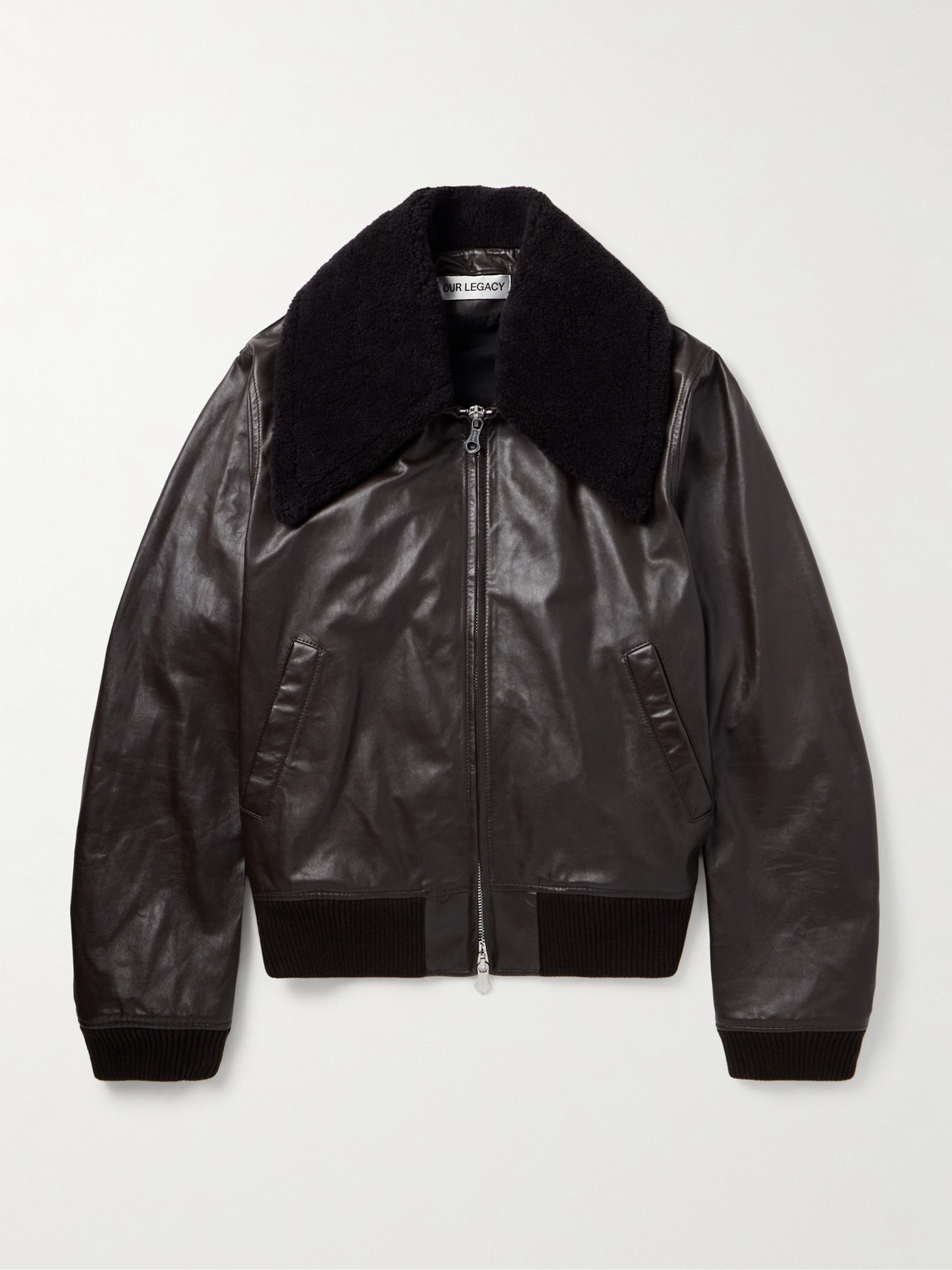 Our Legacy Pharos Wool-Blend Trimmed Leather Bomber Jacket - Men
