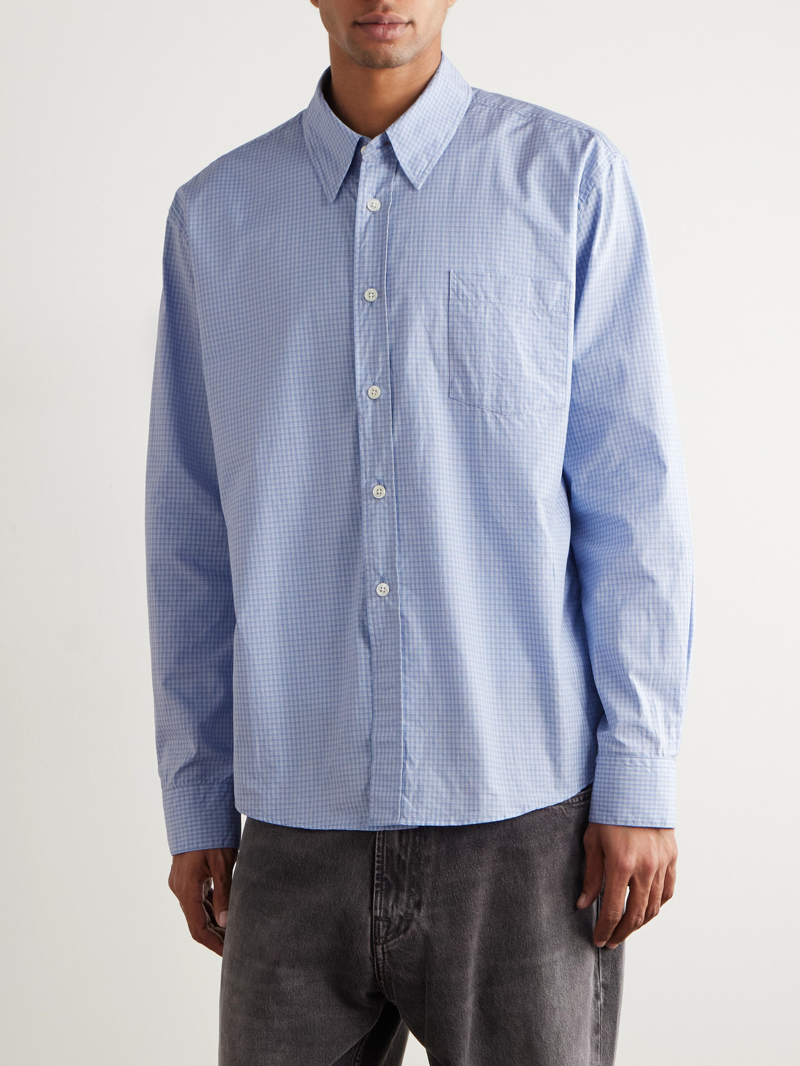 Our Legacy Beyond Checked Cotton-poplin Shirt In Blue