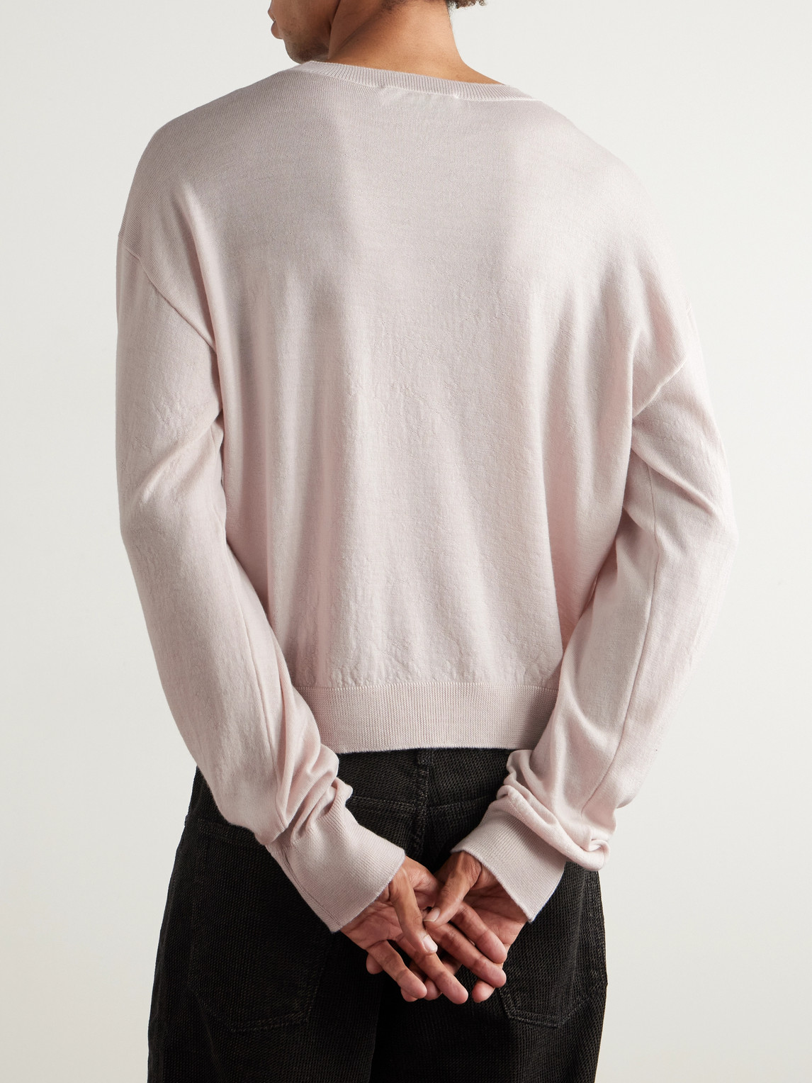 Our Legacy Sonar Distressed Argyle-jacquard Wool Sweater In Pink