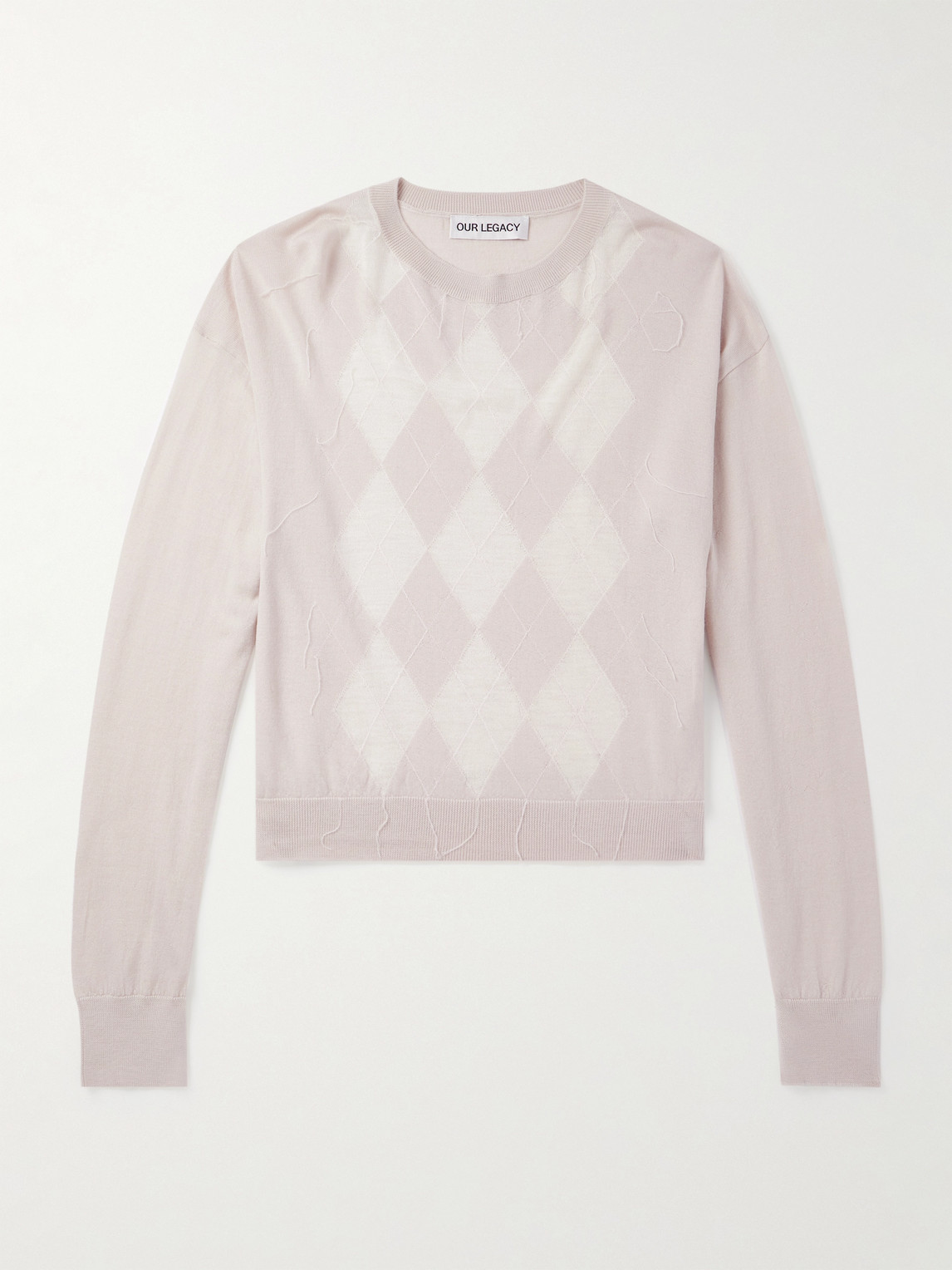 Our Legacy Sonar Distressed Argyle-Jacquard Wool Sweater - Men