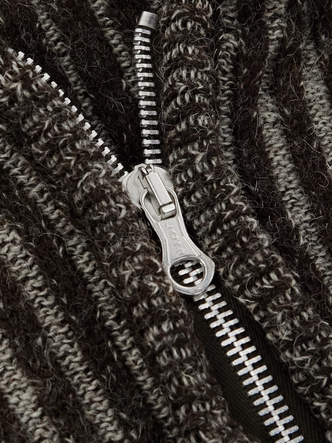 Our Legacy Mens Level Ribbed Wool Hoodie Vanise Brown Stripe In Gray