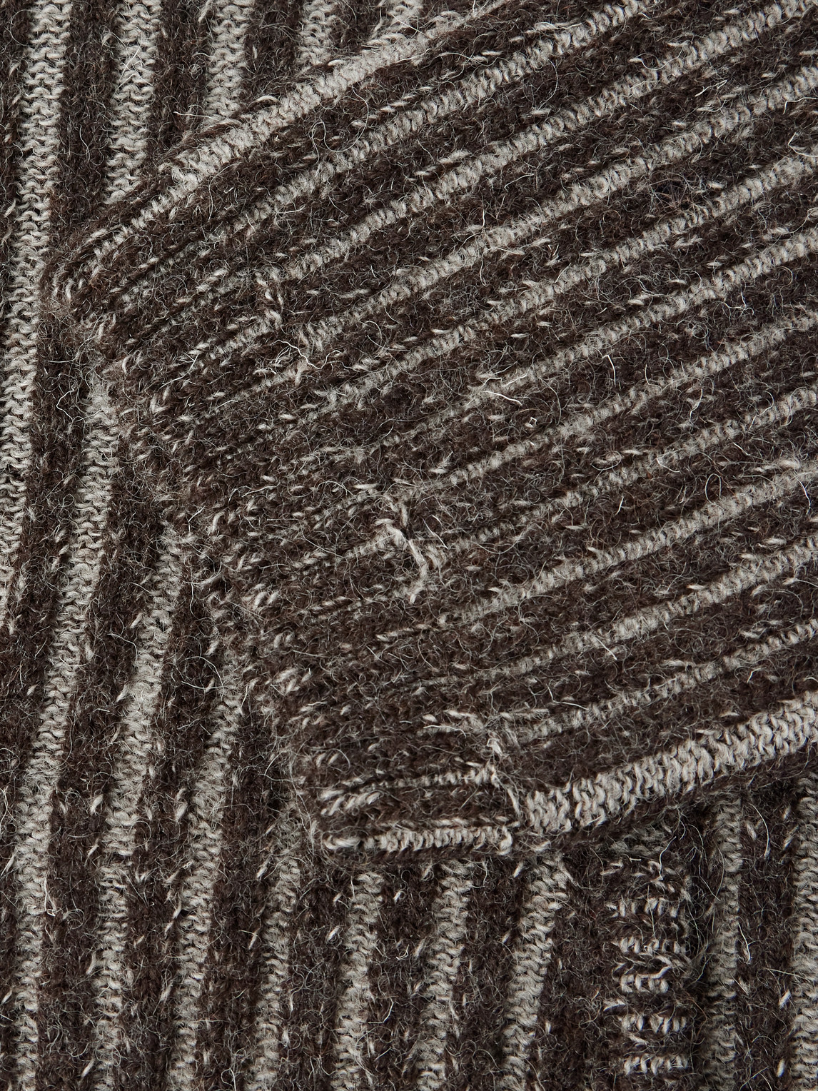 Our Legacy Mens Level Ribbed Wool Hoodie Vanise Brown Stripe In Gray