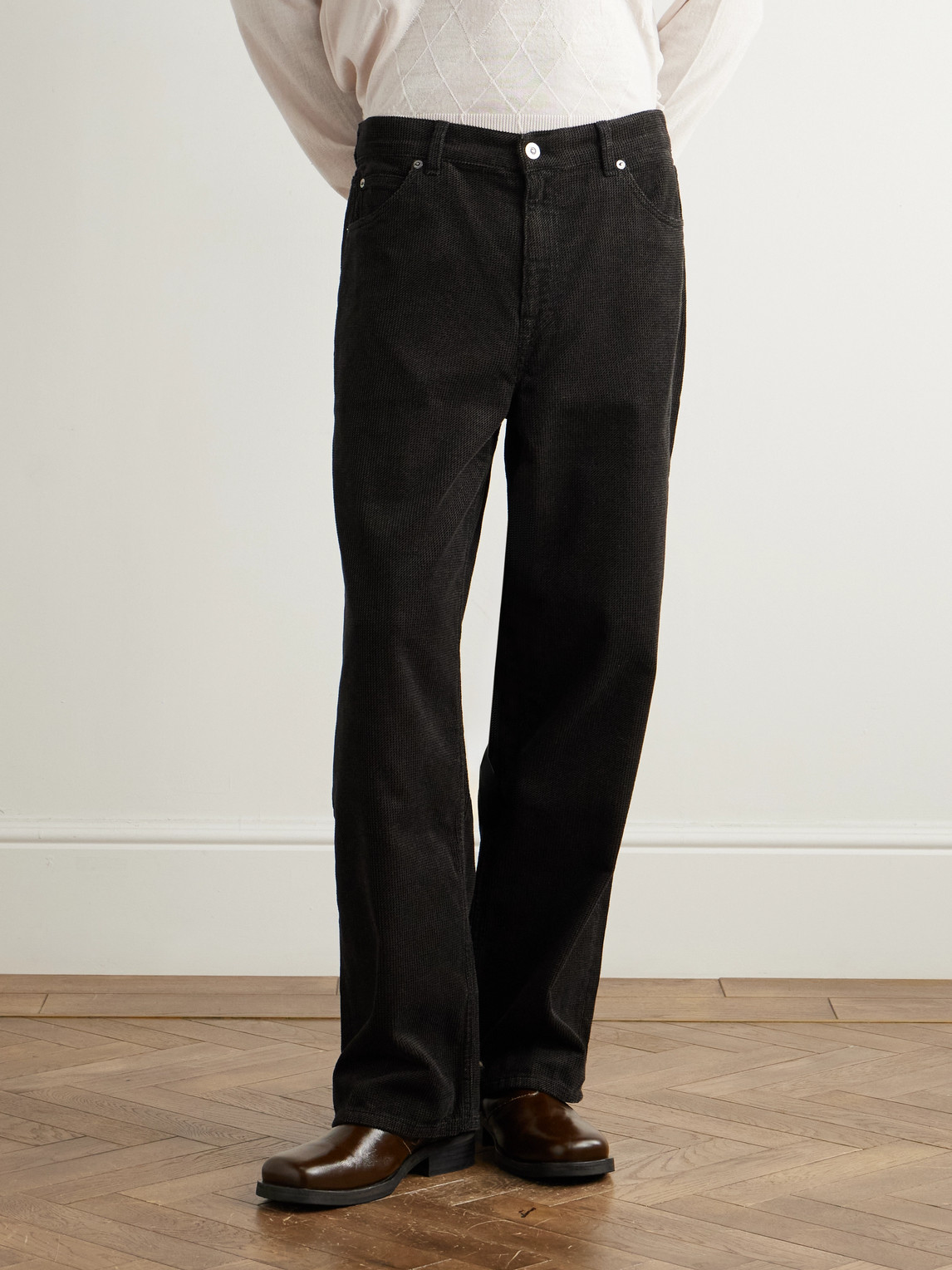 Our Legacy Vast Wide-leg Herringbone Jeans In Animal Print