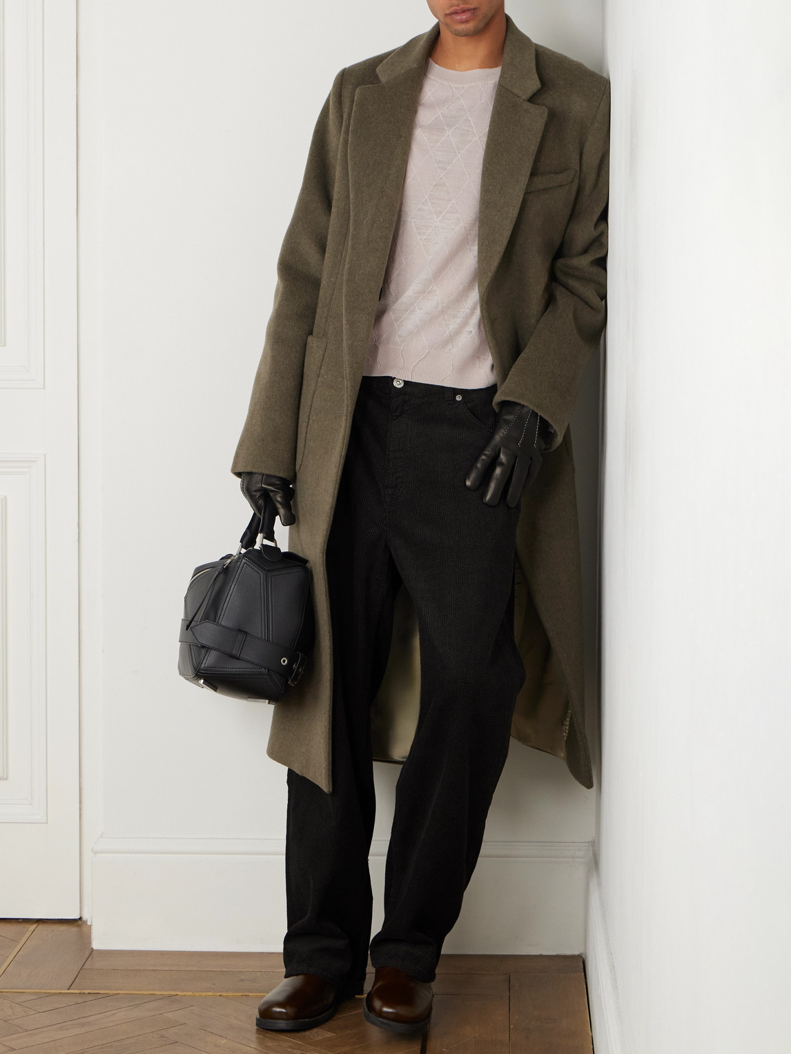 Our Legacy Vast Wide-leg Herringbone Jeans In Animal Print