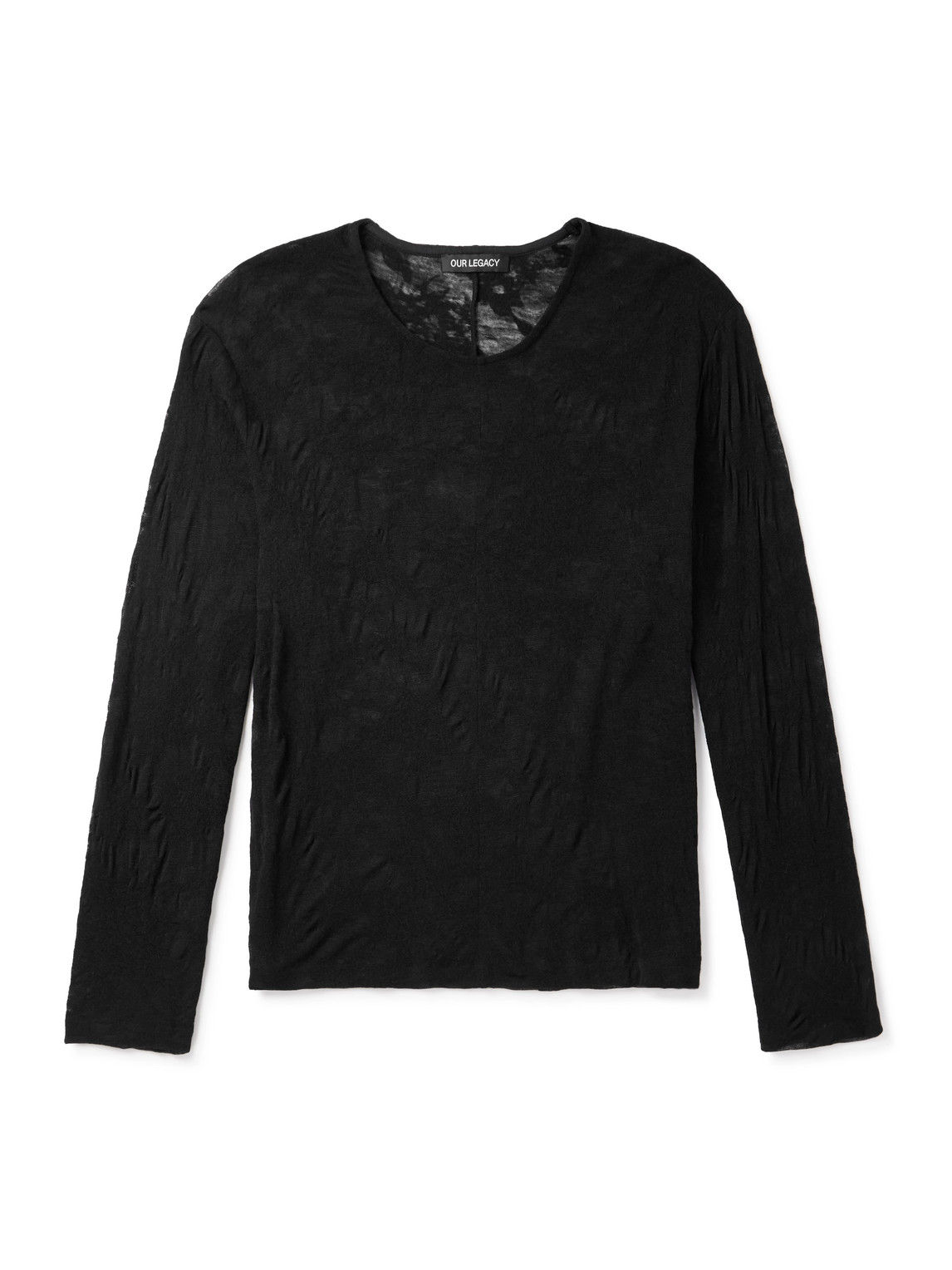 Our Legacy Floral-jacquard Merino Wool-gauze Sweater In Black