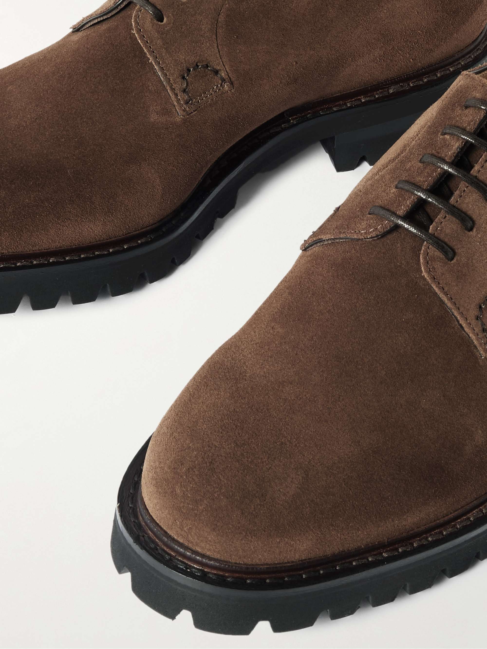 CHURCH'S Shannon Leather-Trimmed Suede Derby Shoes for Men CHURCH'S Shannon Leather-Trimmed Suede Derby Shoes for Men