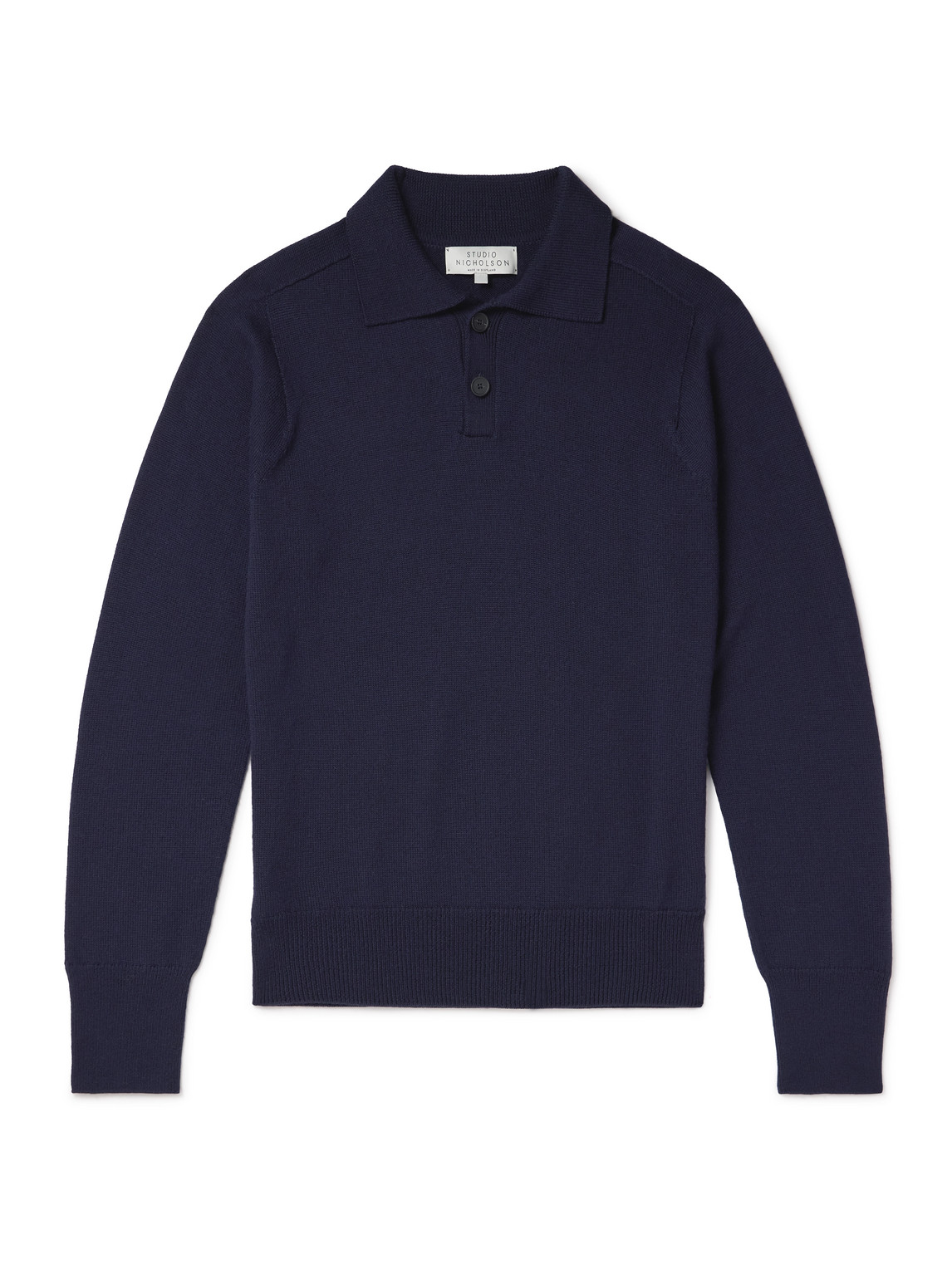 Studio Nicholson Merino Wool Polo Shirt In Blue