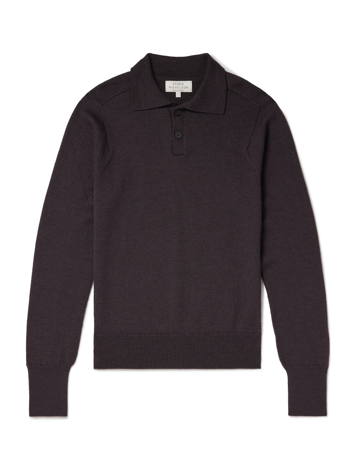 Studio Nicholson Merino Wool Polo Shirt In Brown
