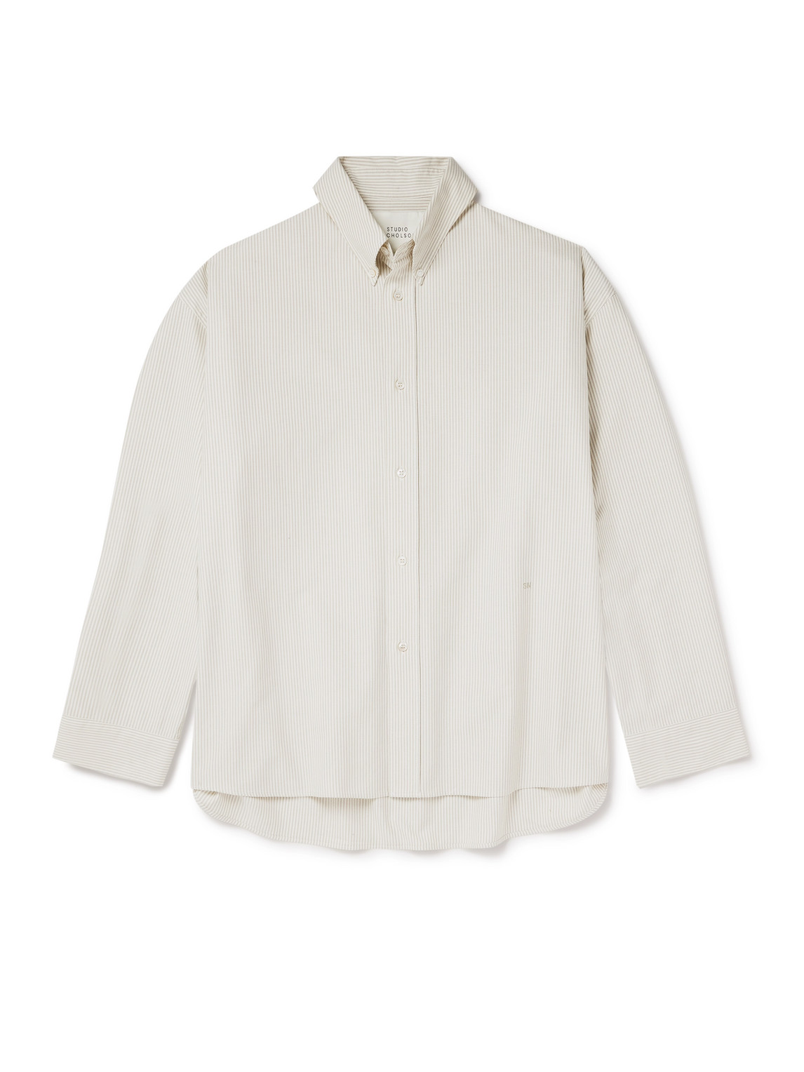 Studio Nicholson Button-down Collar Logo-embroidered Striped Cotton Oxford Shirt In White