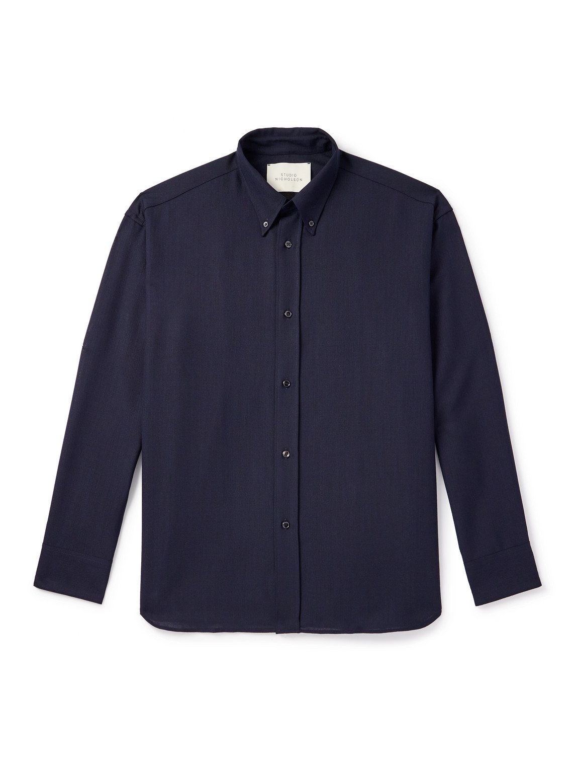 Studio Nicholson Oversized Button-down Collar Wool Shirt In Blue