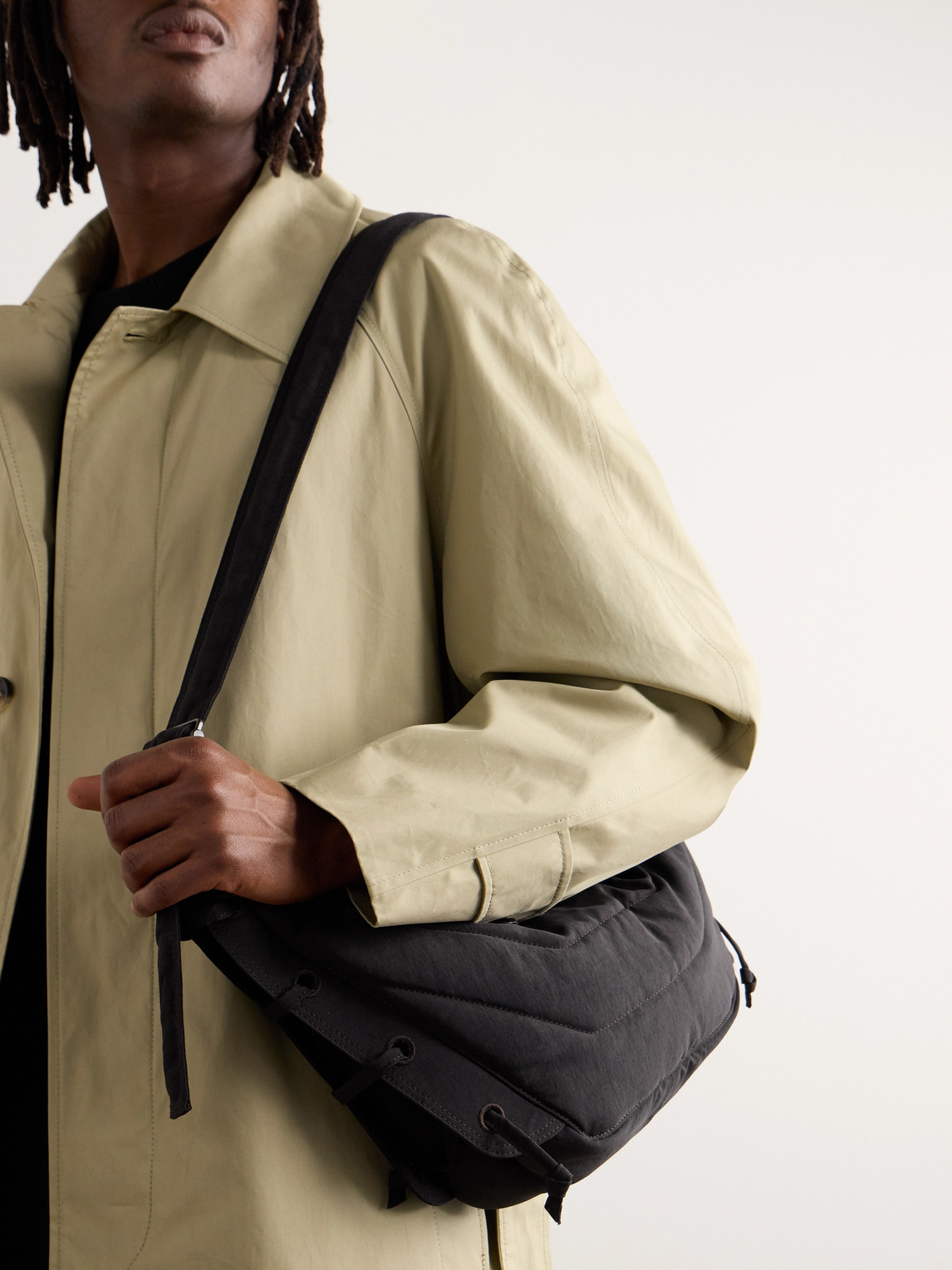 Lemaire Soft Game Small Nylon-canvas Messenger Bag In Brown