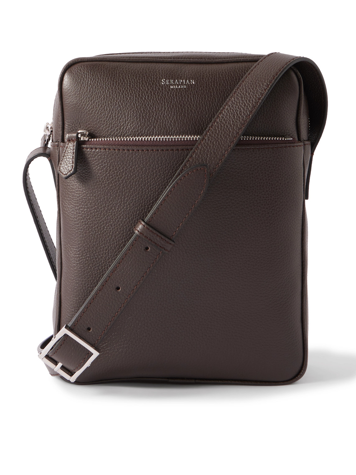 North South Full-Grain Leather Messenger Bag