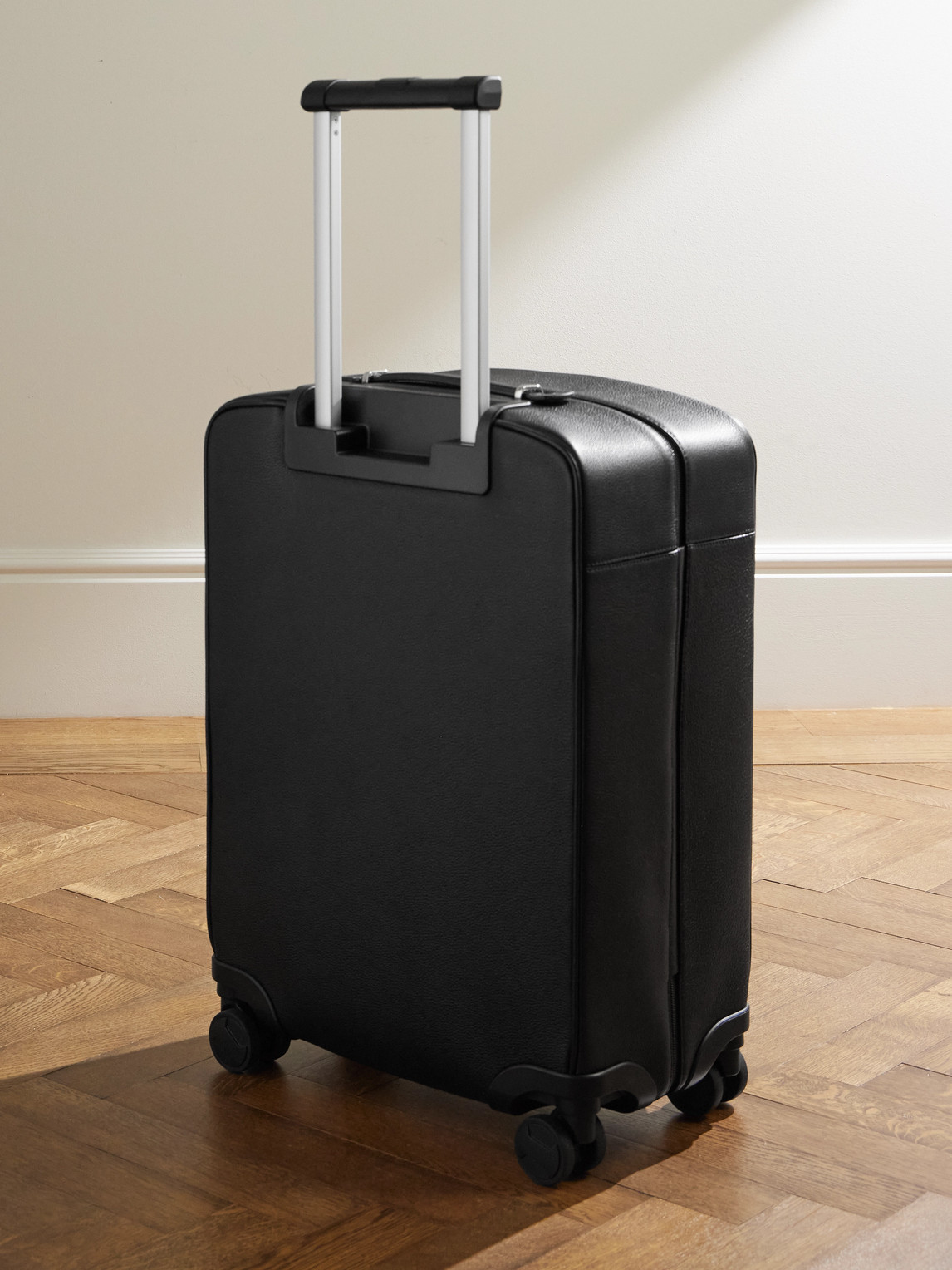 Serapian Mosaico-detailed Full-grain Leather Carry-on Suitcase In Black