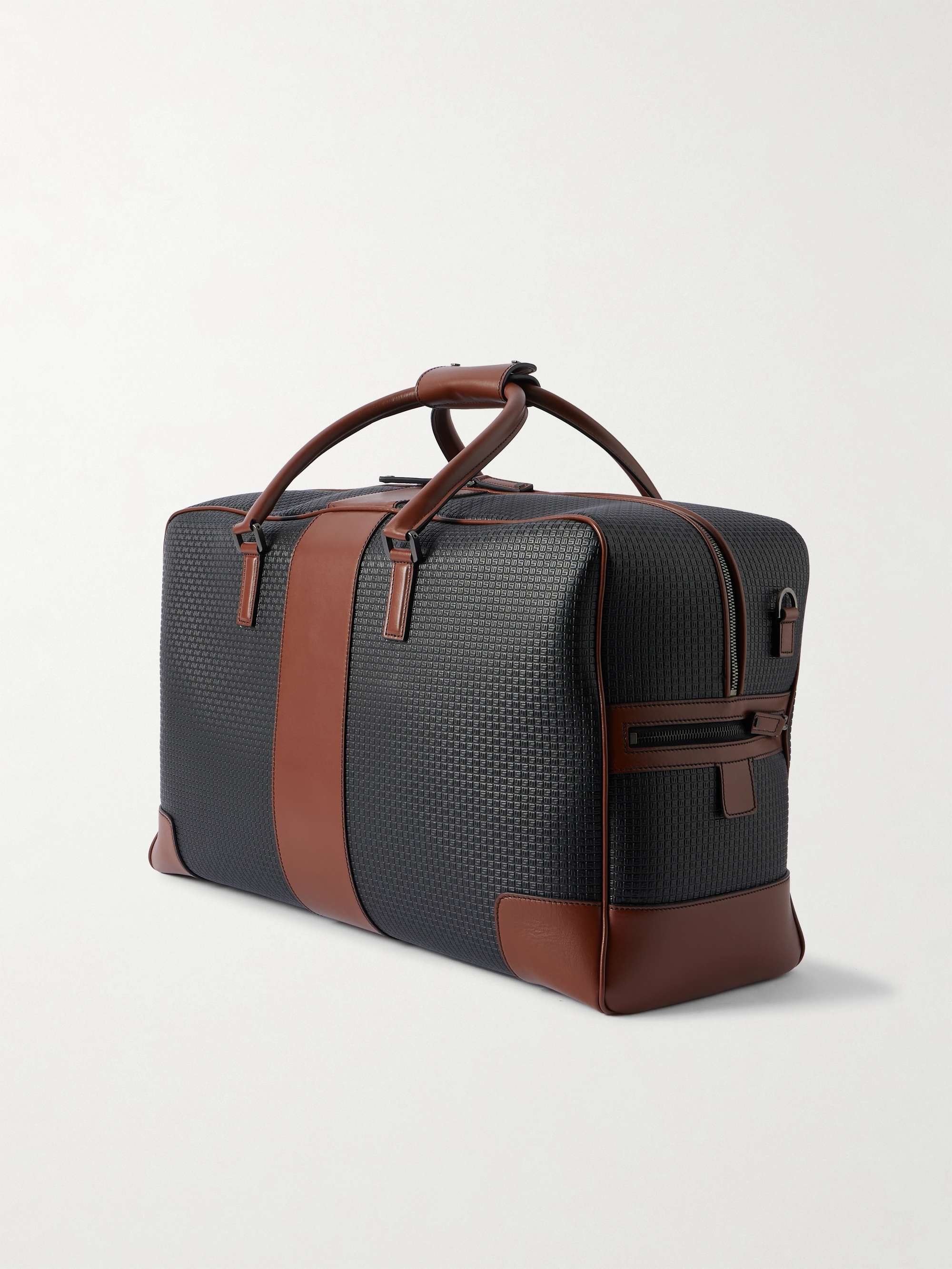SERAPIAN Stepan Leather-Trimmed  Monogrammed Coated-Canvas Duffle Bag