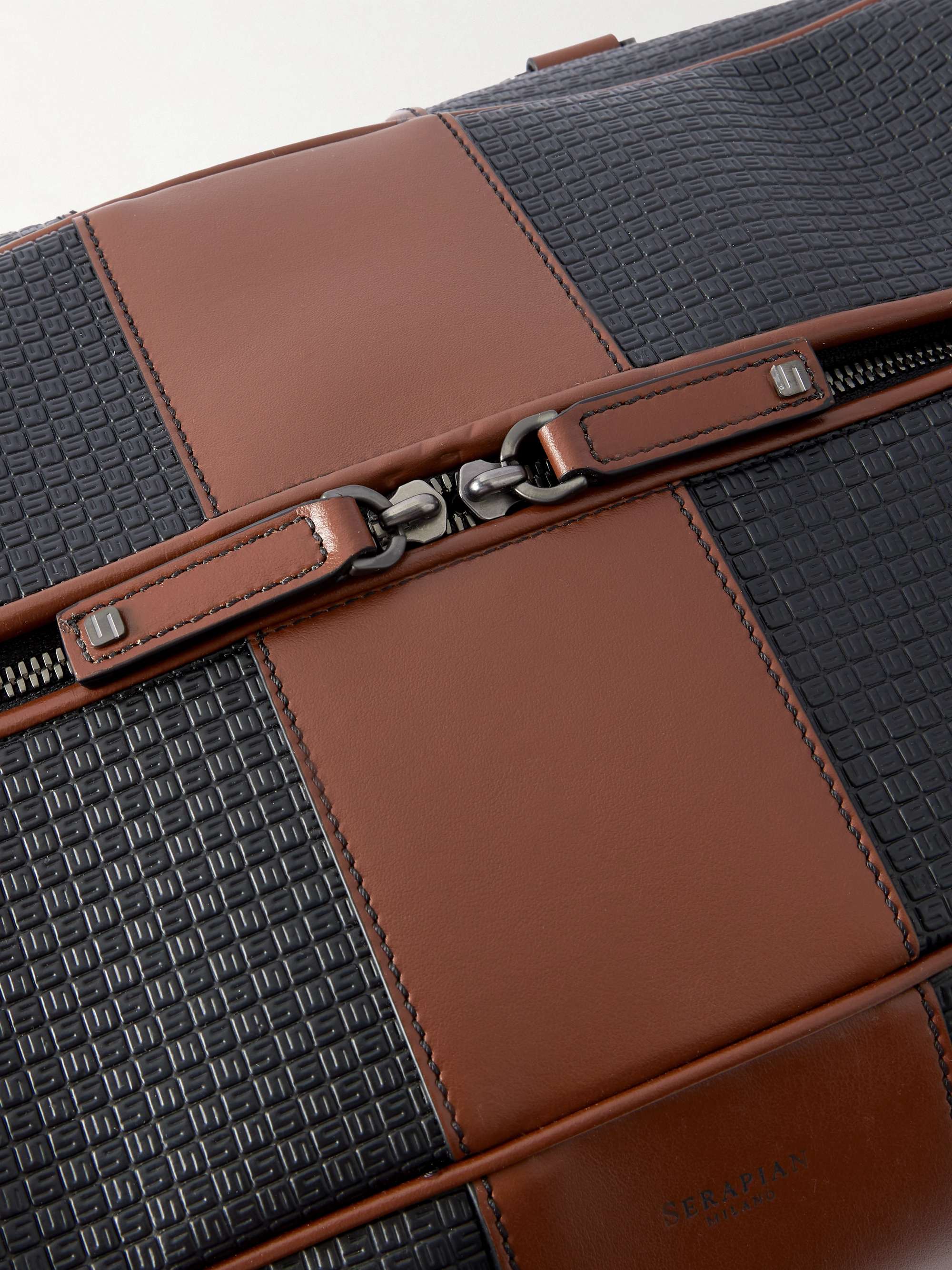 SERAPIAN Stepan Leather-Trimmed  Monogrammed Coated-Canvas Duffle Bag