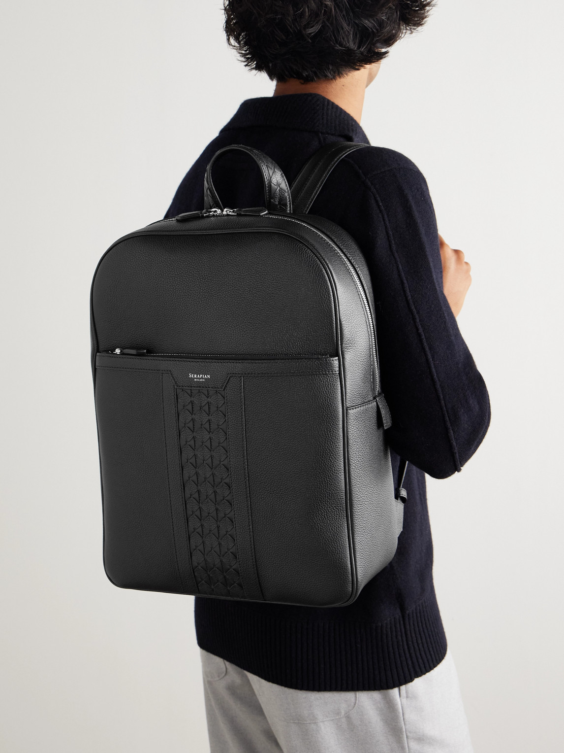 Serapian Full-grain Leather Backpack In Black