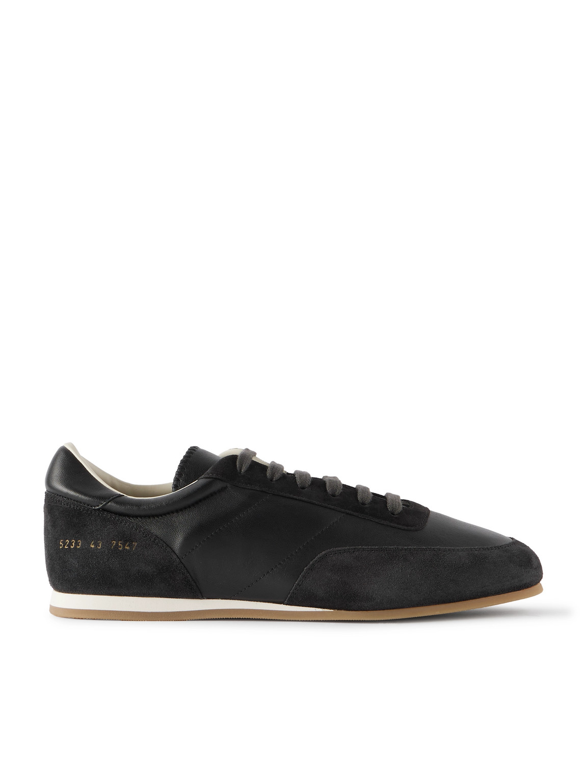 Common Projects Minimal Runner Suede-trimmed Leather Sneakers In Black