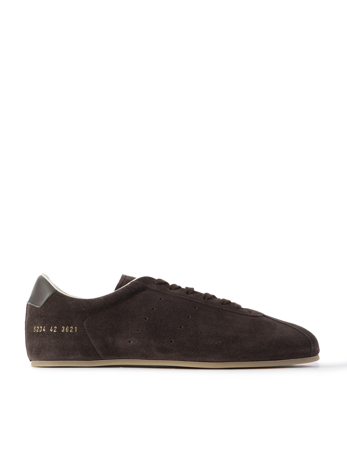 Common Projects Driving Lo Profile Leather-trimmed Suede Sneakers In Brown