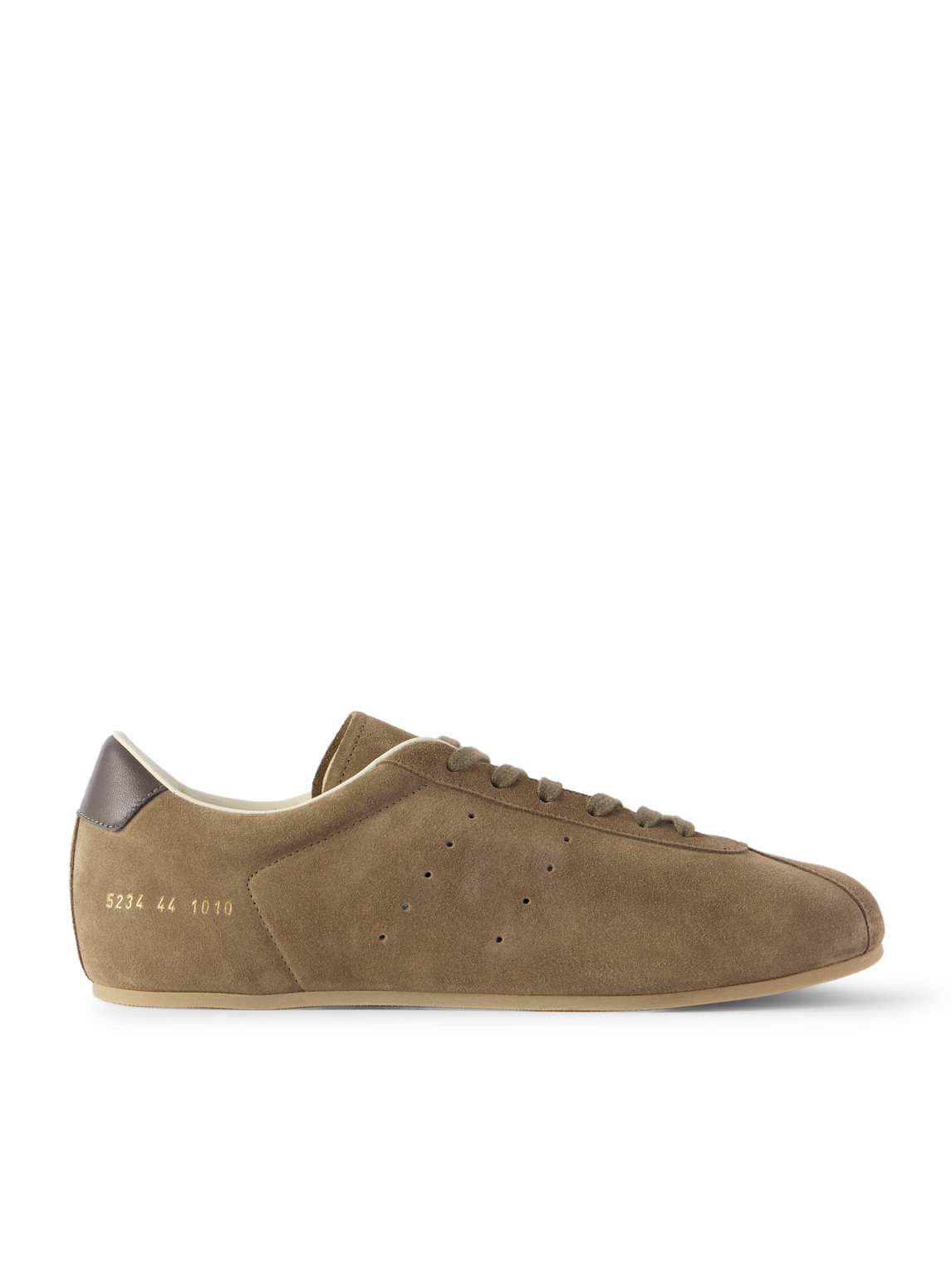Common Projects Driving Lo Profile Leather-trimmed Suede Sneakers In Green