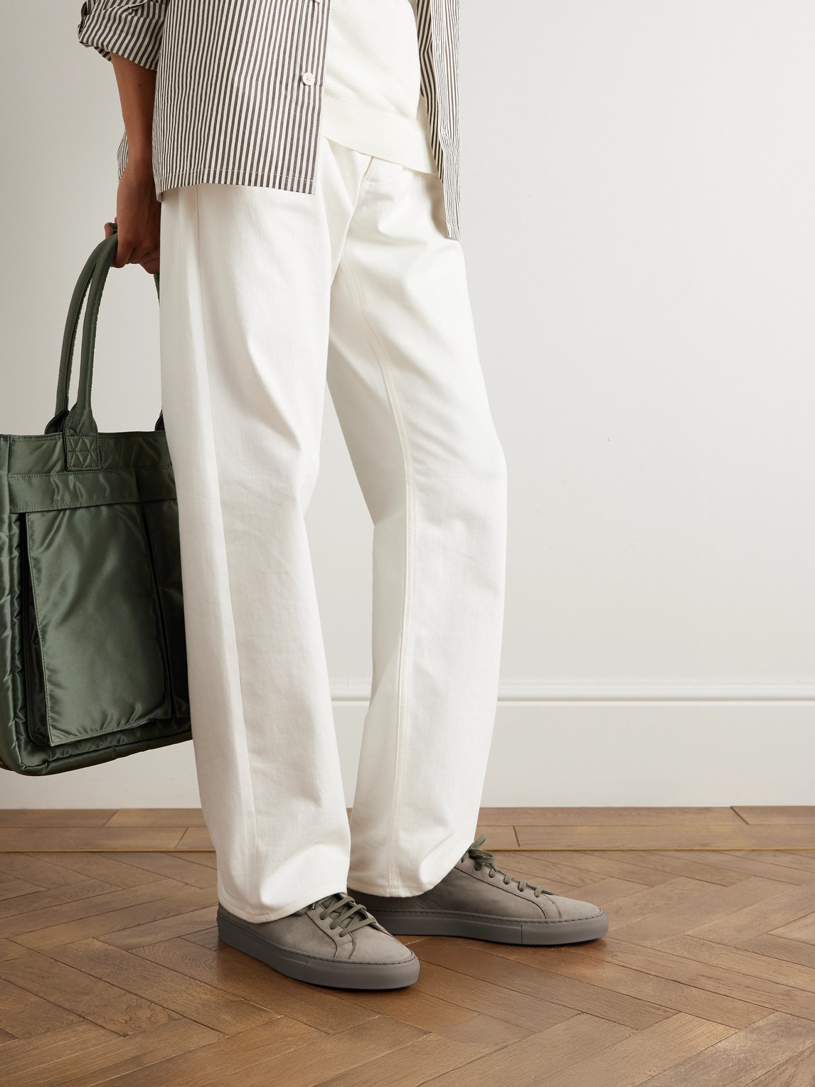 Common Projects Original Achilles Suede-trimmed Nubuck Sneakers In Gray