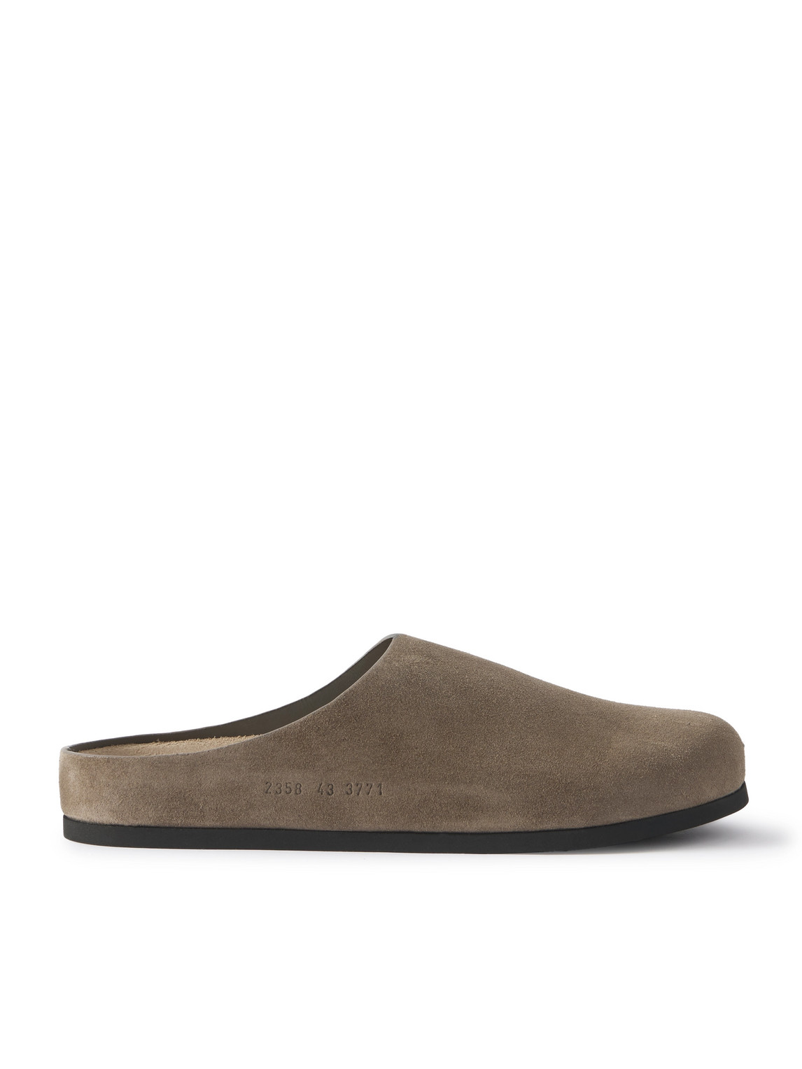 Common Projects Logo-debossed Suede Clogs In Gold