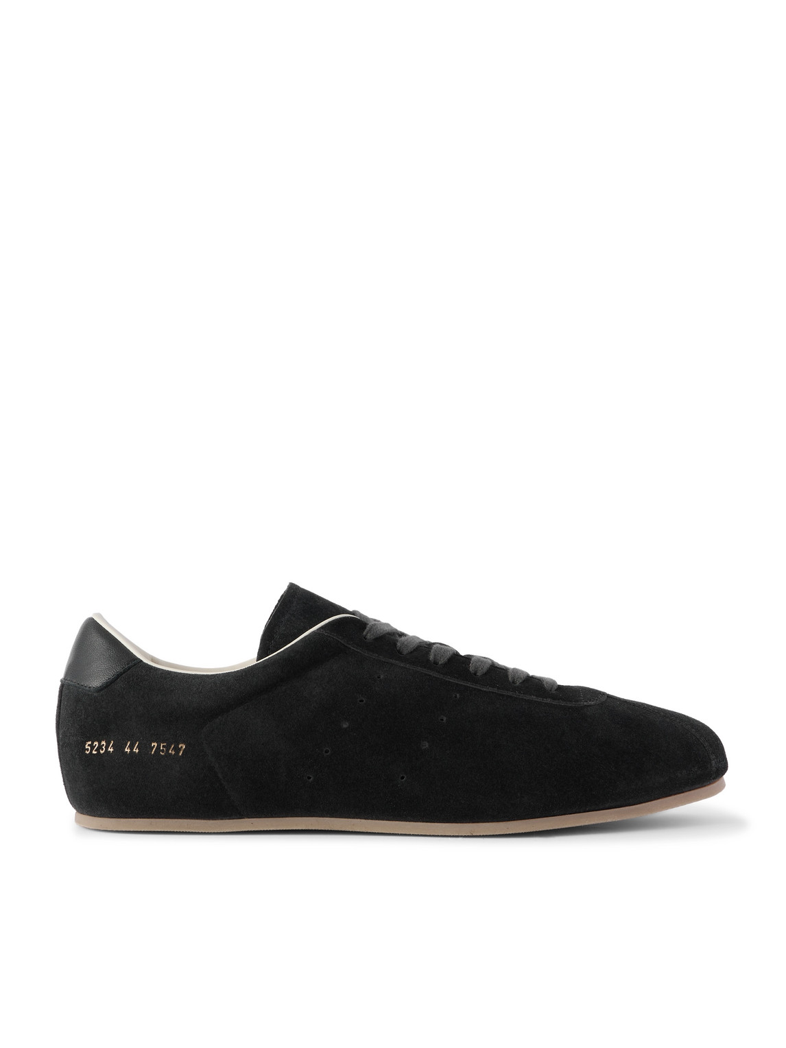 Common Projects Driving Lo Profile Leather-trimmed Suede Sneakers In Black