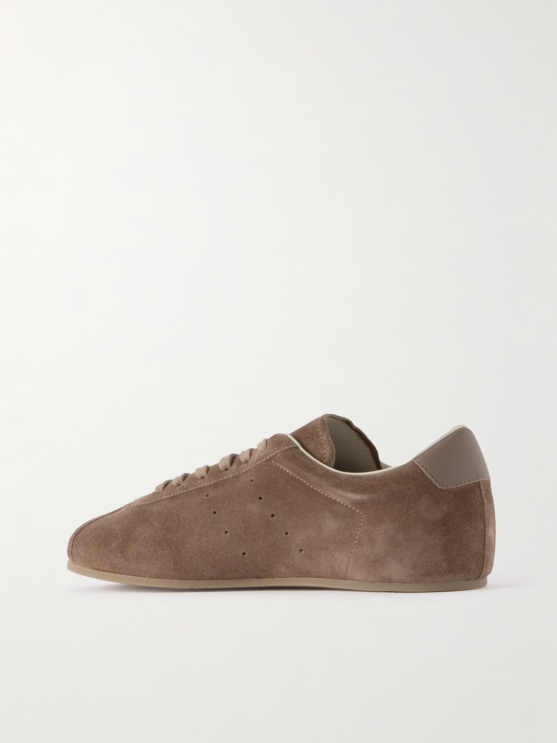 Common Projects Streamlined Suede Sneakers With Perforated Rubber Sole In Brown