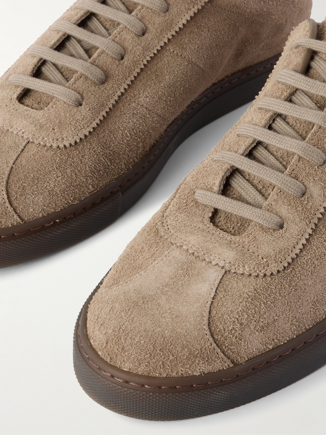 Common Projects Field Trainer Brushed-suede Sneakers In Brown