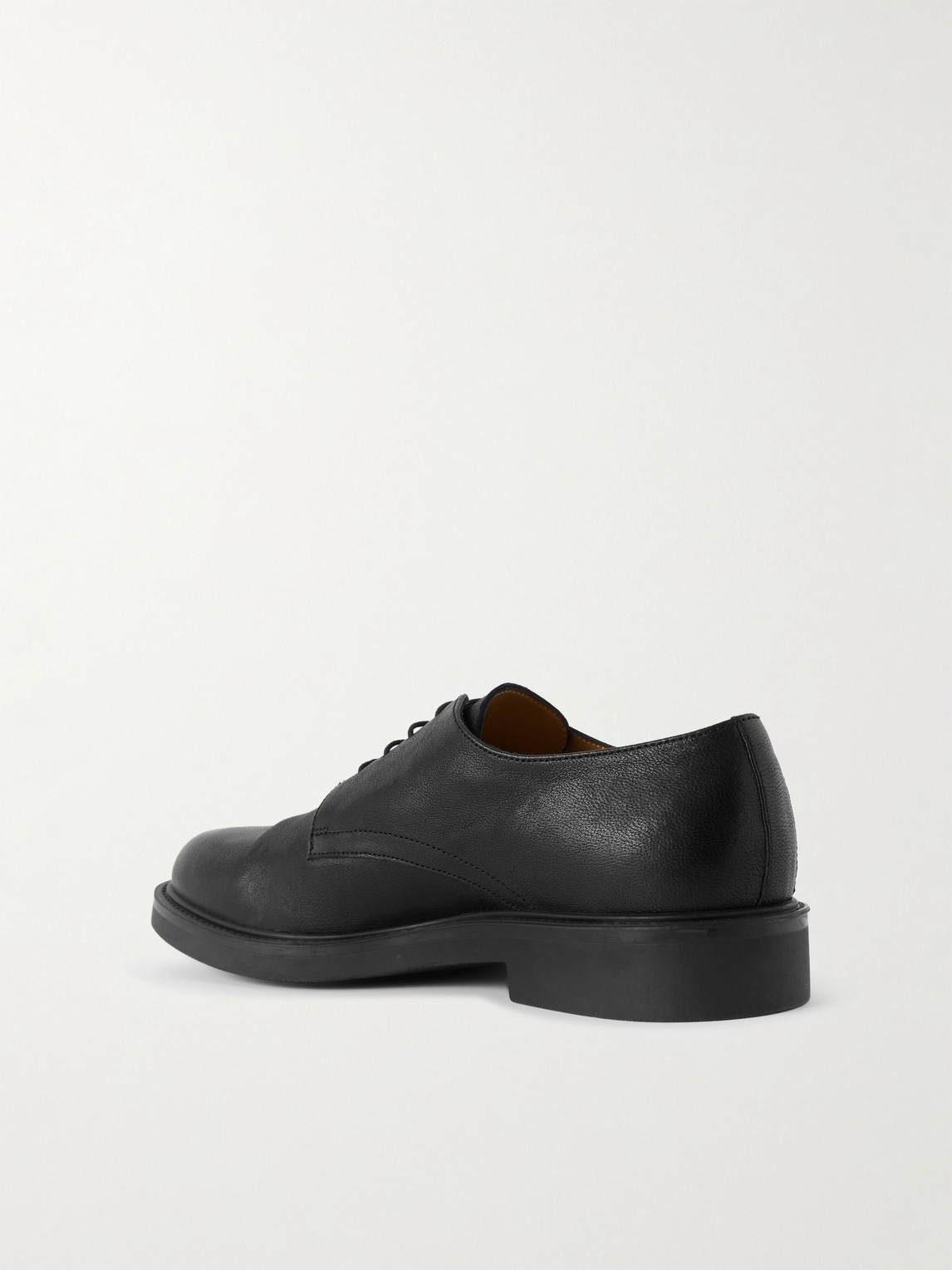 Common Projects Officers Derby Lace Up Shoes In Black Leather In Black