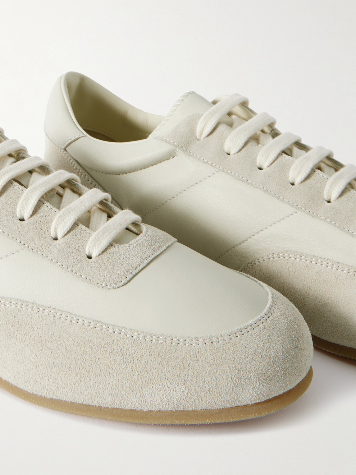 Common Projects Minimal Runner Suede-trimmed Leather Sneakers In White
