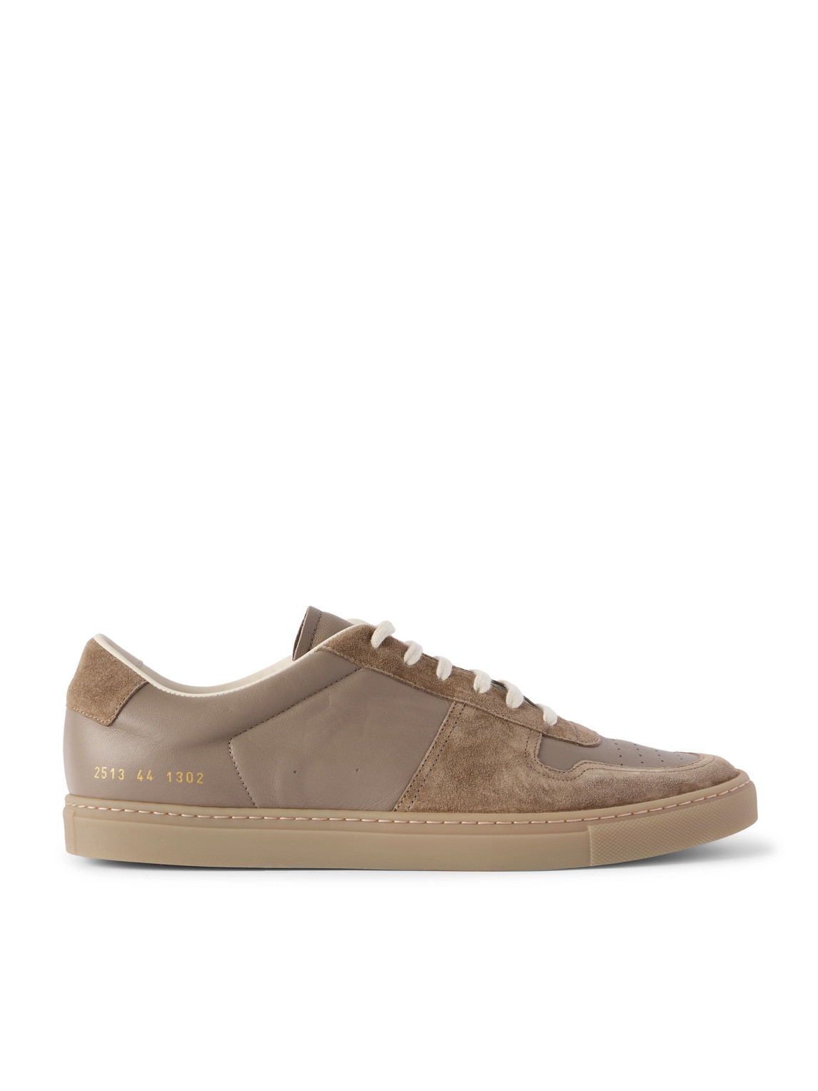 Common Projects Bball Suede-trimmed Leather Sneakers In Gold