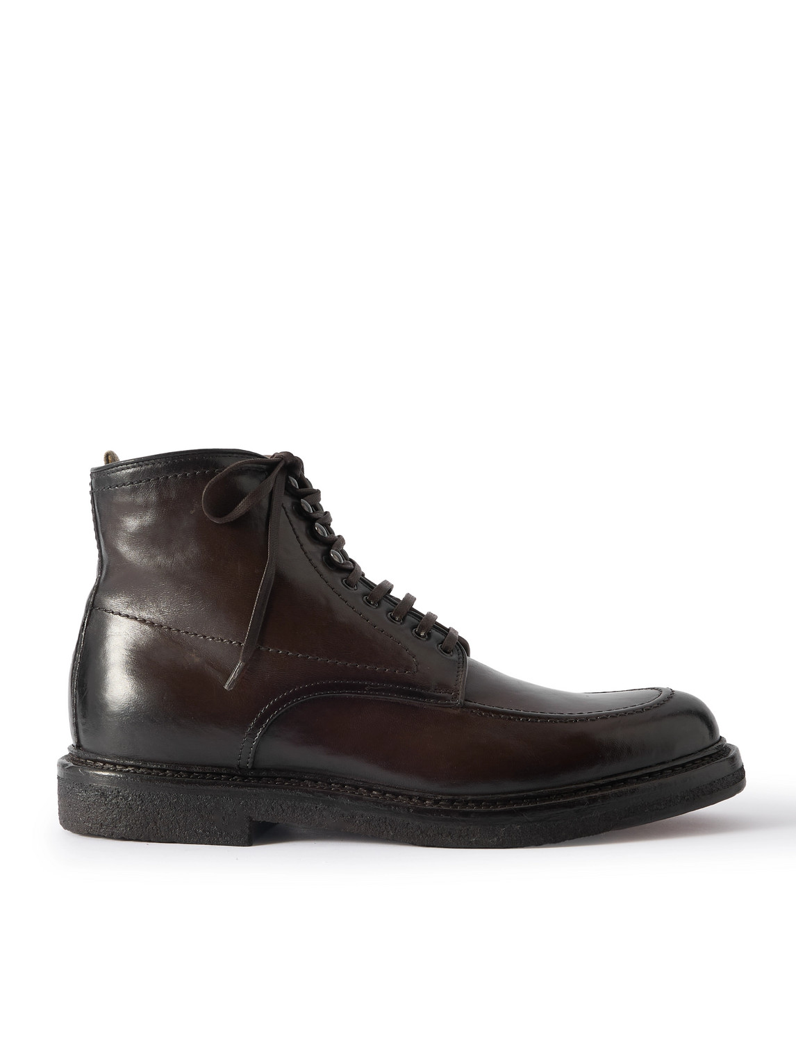 Officine Creative Aston 004 Airbrushed Leather Boots In Brown