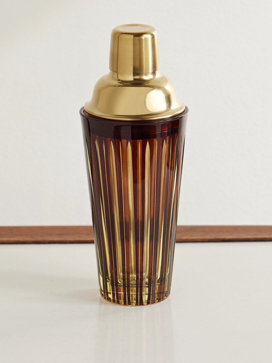 L'objet Prism Glass And Gold-tone Cocktail Shaker In Brown