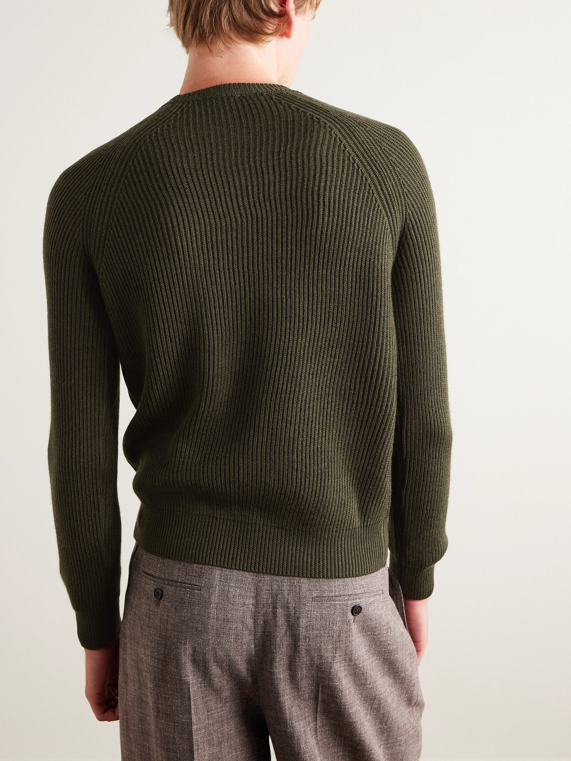 De Petrillo Ribbed Virgin Wool Sweater In Green