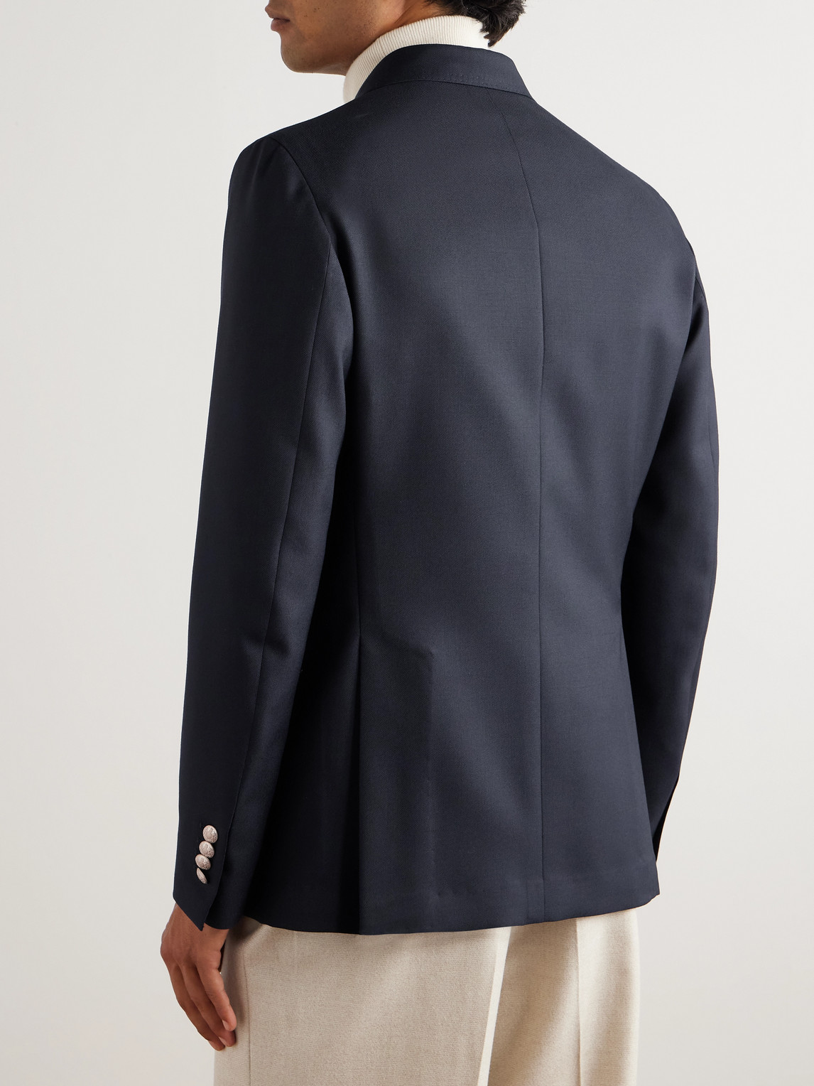 De Petrillo Sorrento Double-breasted Wool-twill Blazer In Blue