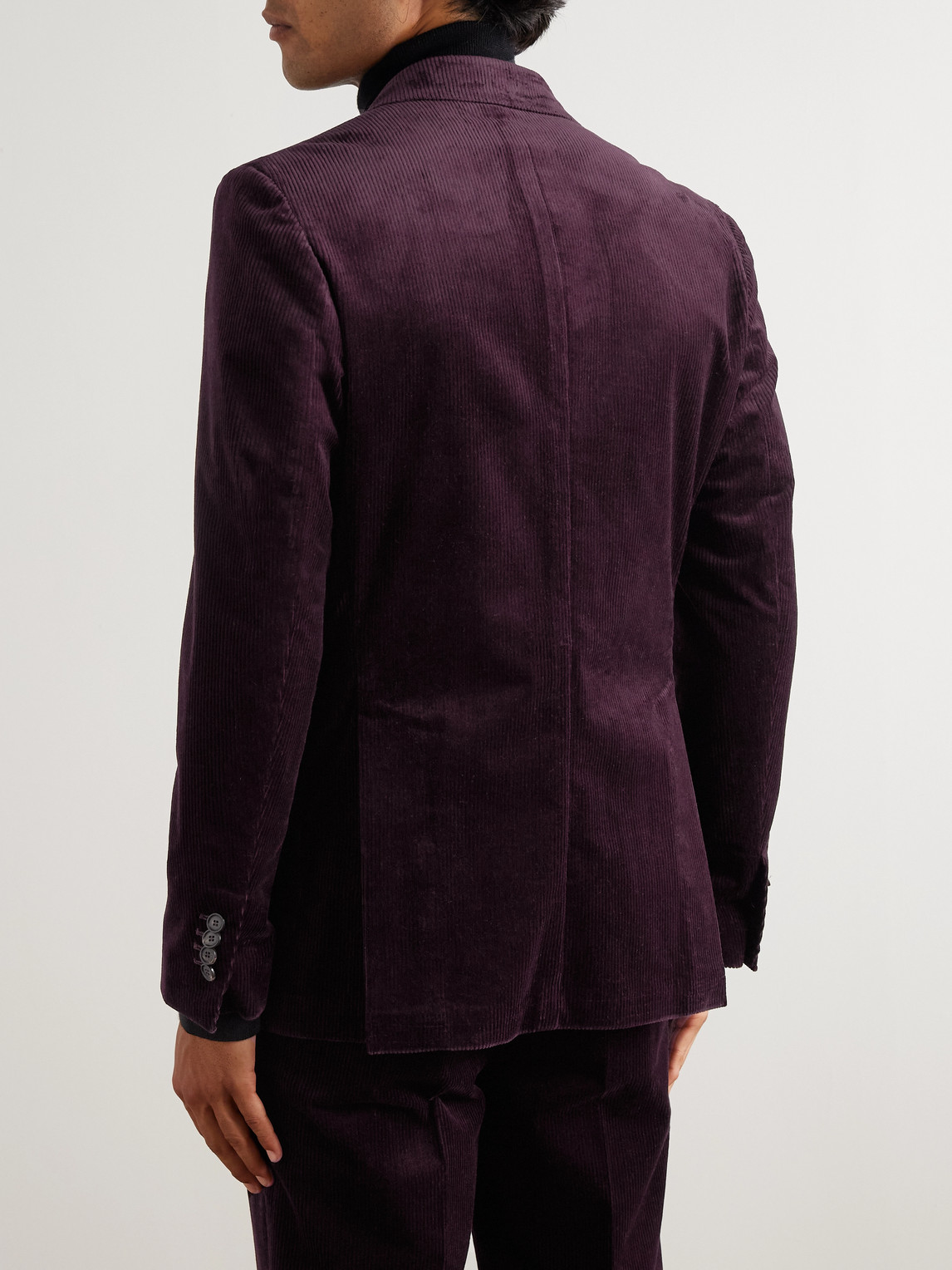 De Petrillo Posillipo Slim-fit Cotton-blend Corduroy Suit Jacket In Burgundy