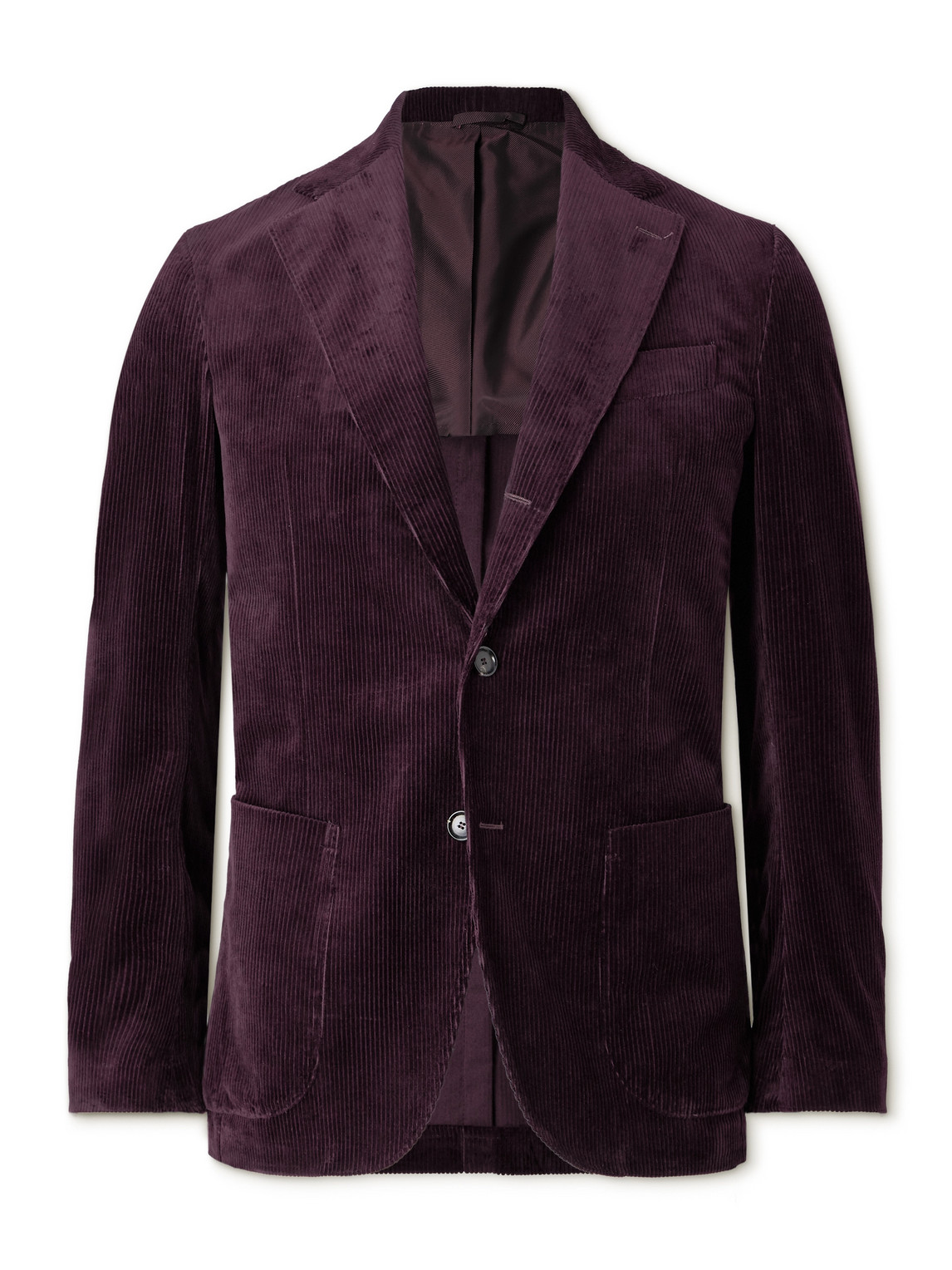 De Petrillo Posillipo Slim-fit Cotton-blend Corduroy Suit Jacket In Burgundy