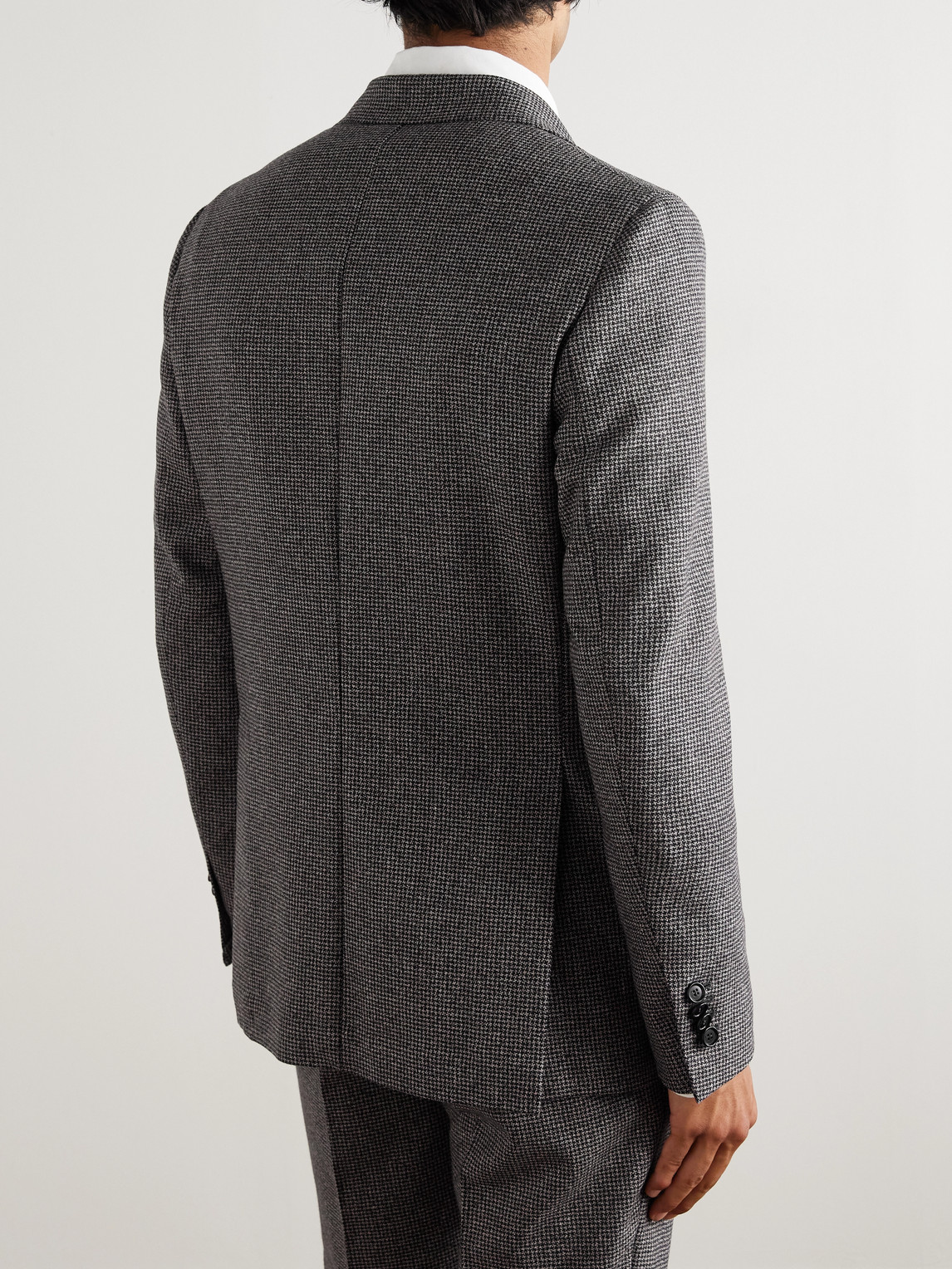 De Petrillo Napoli Slim-fit Houndstooth Virgin Wool Suit Jacket In Gray