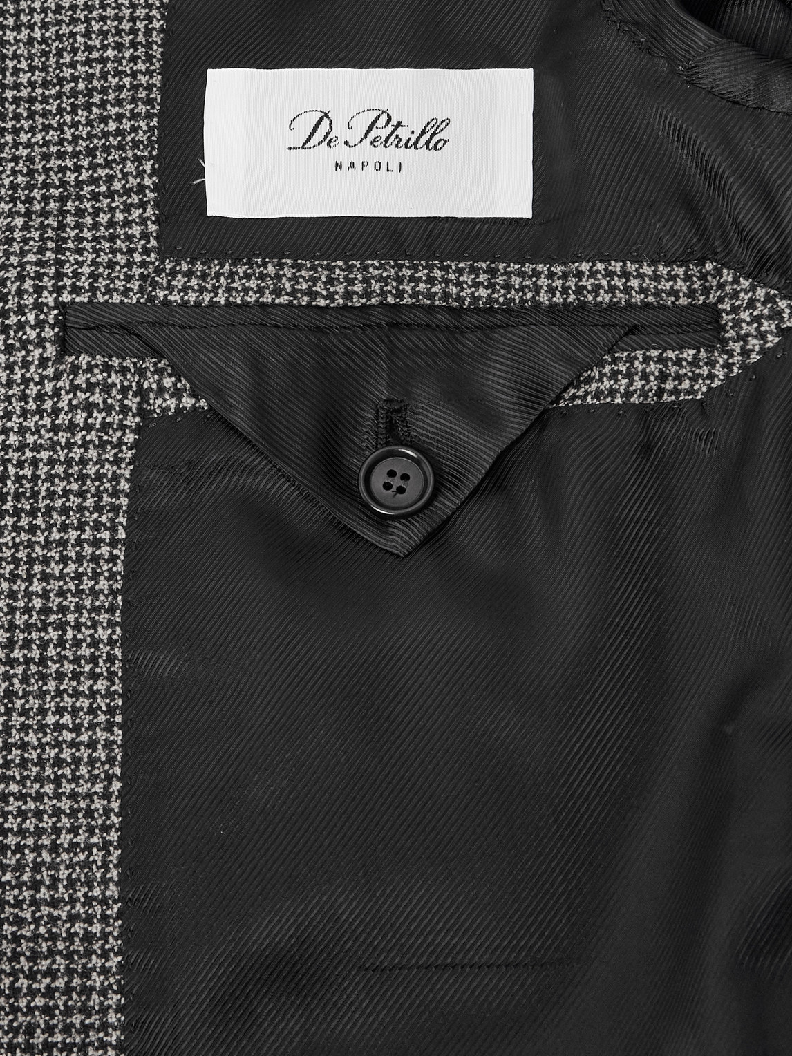 De Petrillo Napoli Slim-fit Houndstooth Virgin Wool Suit Jacket In Gray