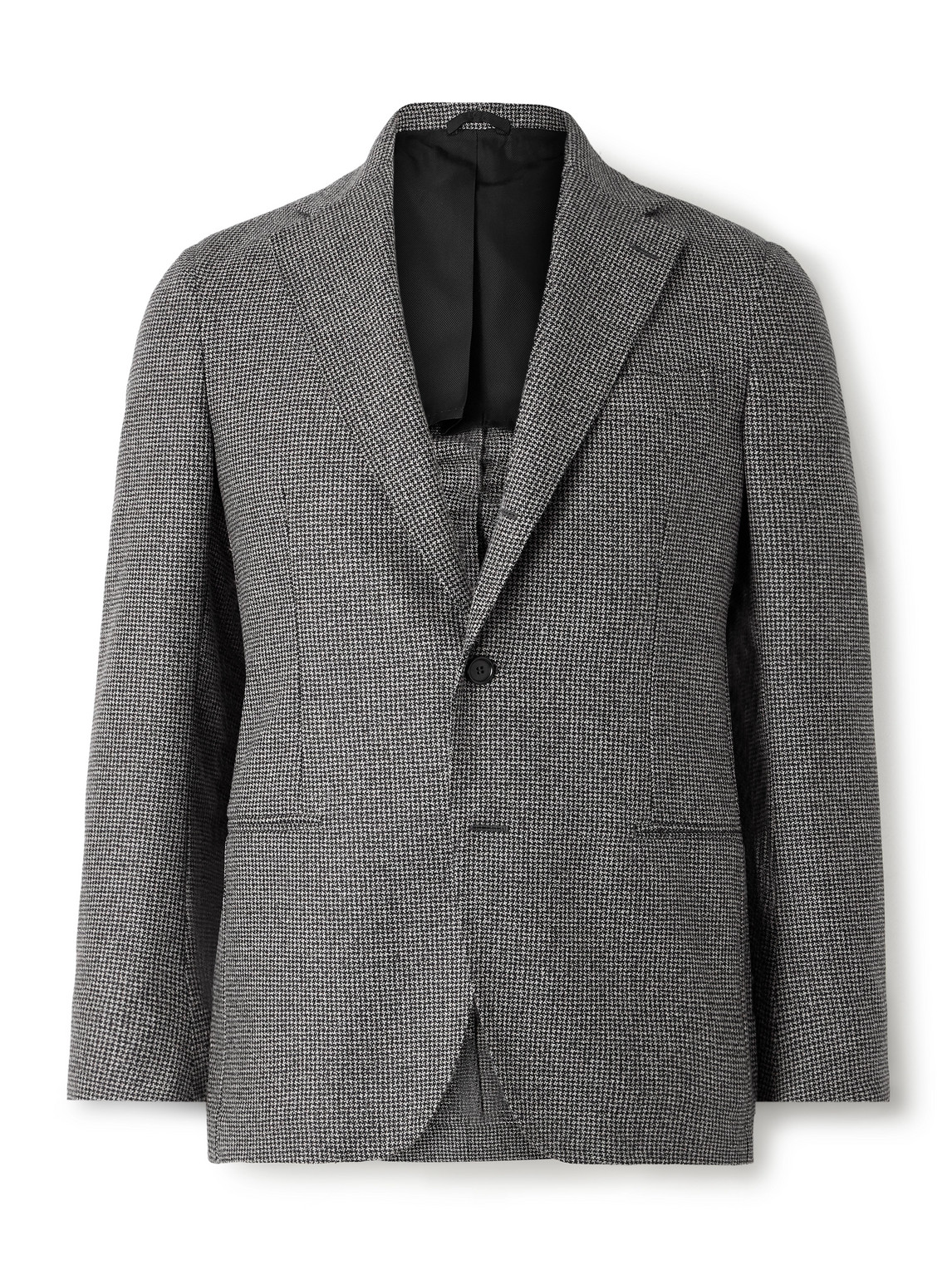 De Petrillo Napoli Slim-fit Houndstooth Virgin Wool Suit Jacket In Gray