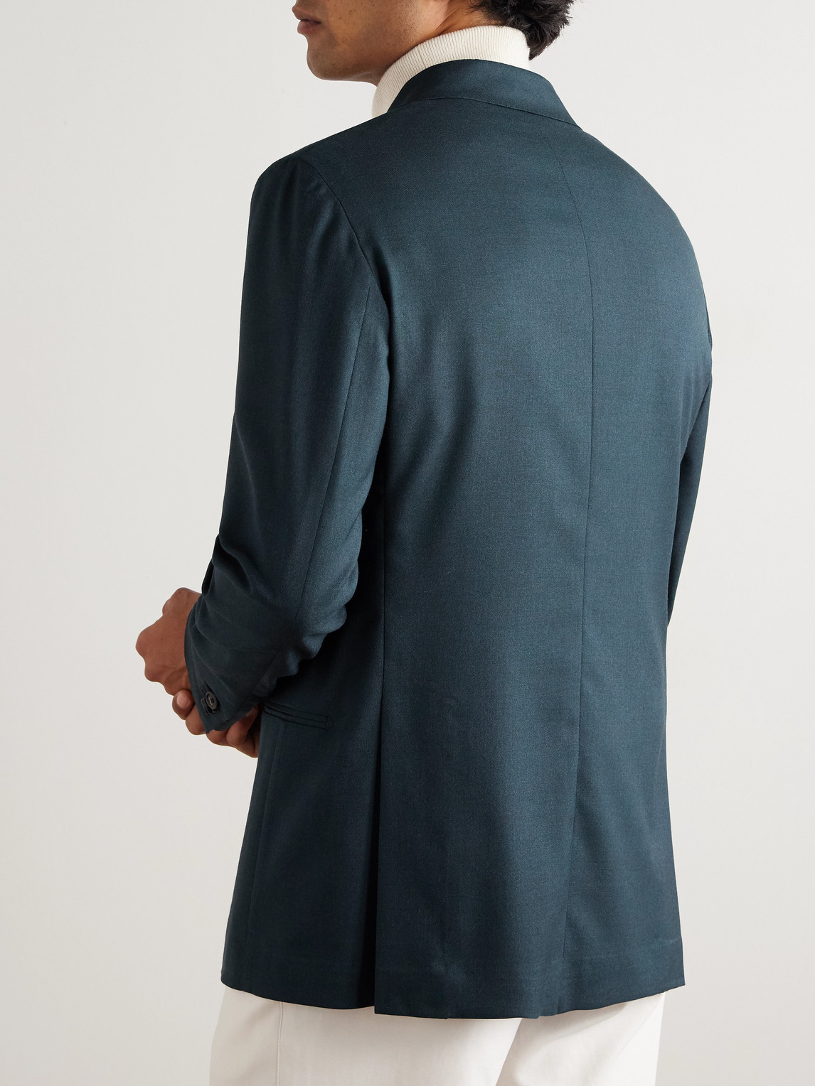 De Petrillo Napoli Wool And Silk-blend Twill Suit Jacket In Blue